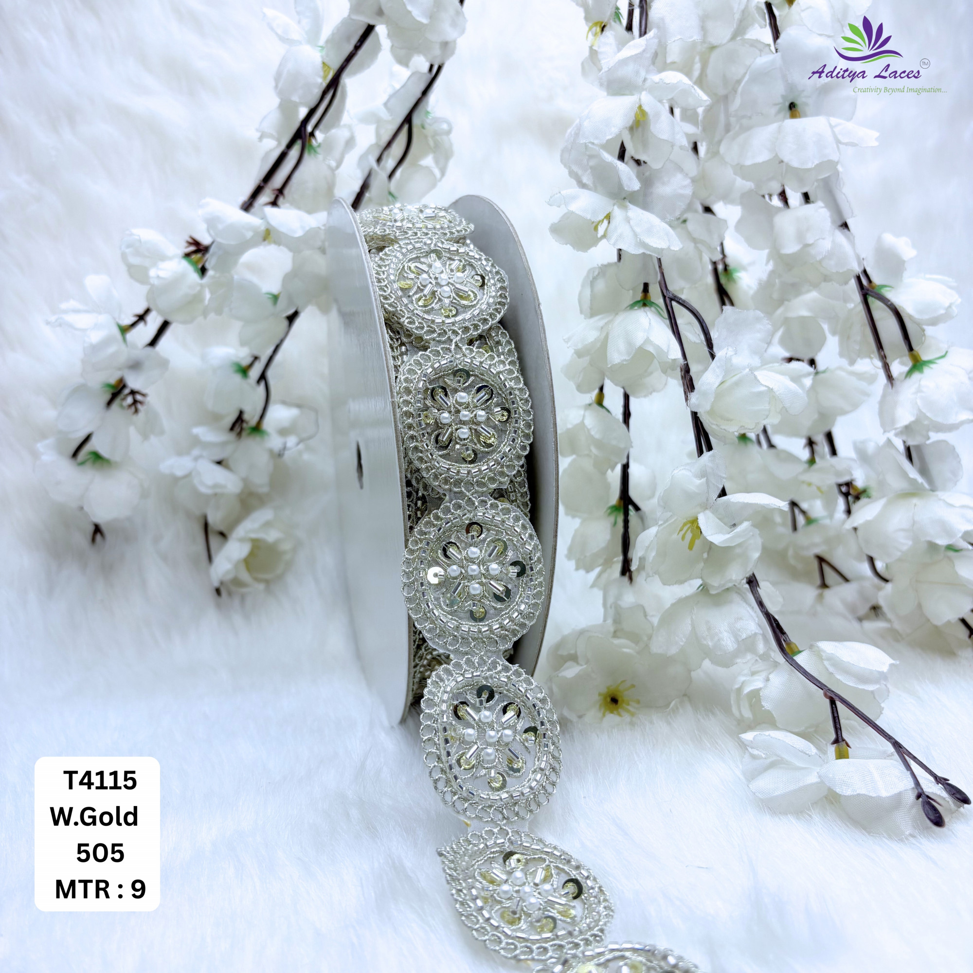 Fancy Handcrafted Beaded Border for Designer Outfits