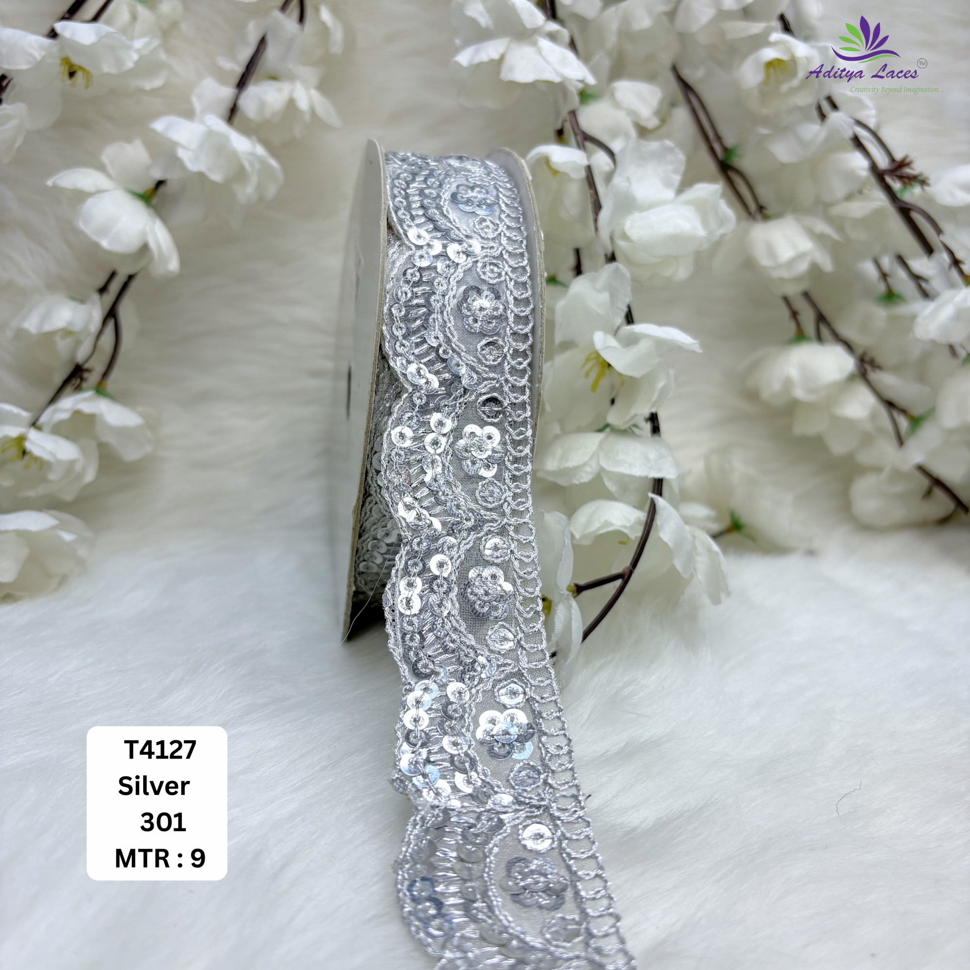 Elegant Silver Embroidery Lace Trim for Saree Garments
