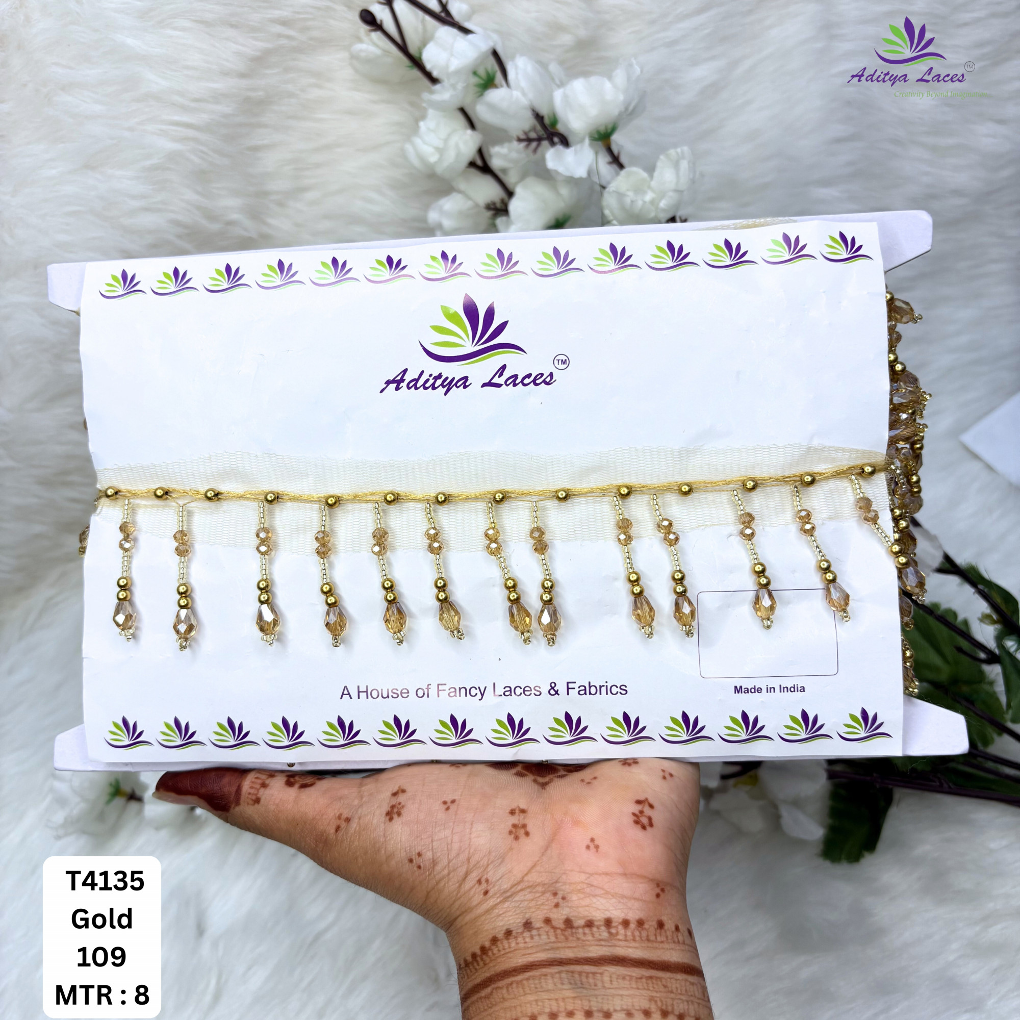 Traditional Gold Pearl Moti Lace Trim