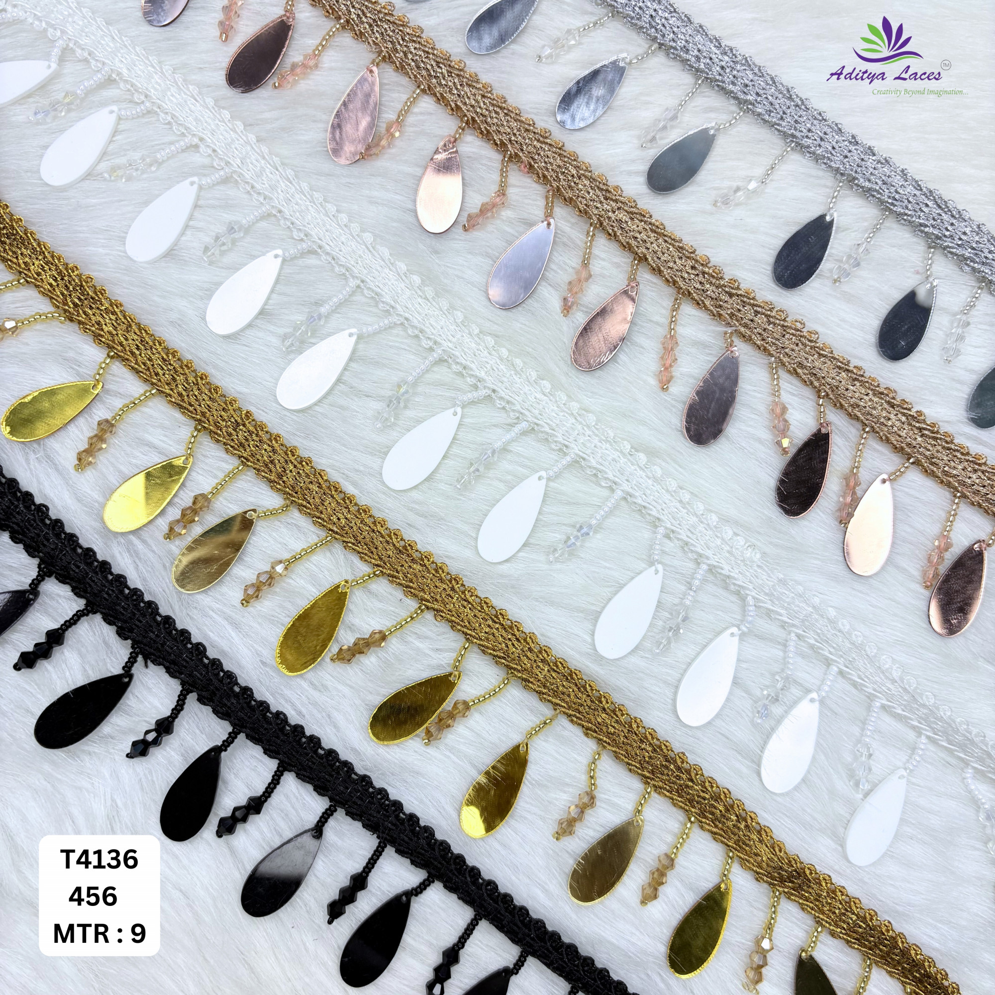 Luxury Gold Pearl Moti Lace Trim