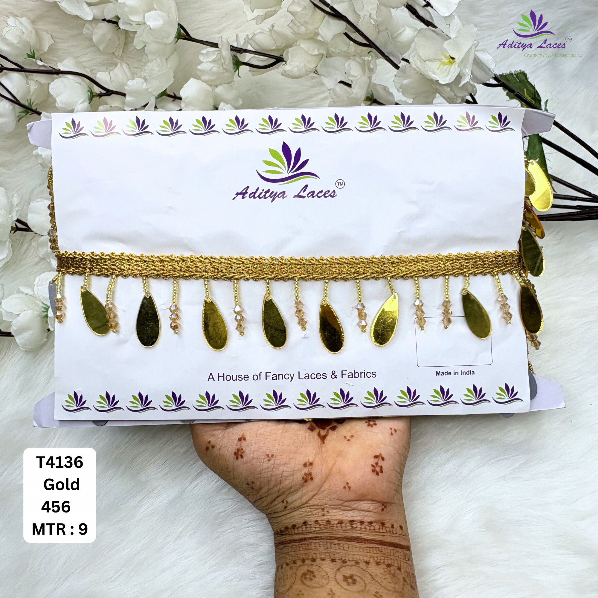 Luxury Gold Pearl Moti Lace Trim