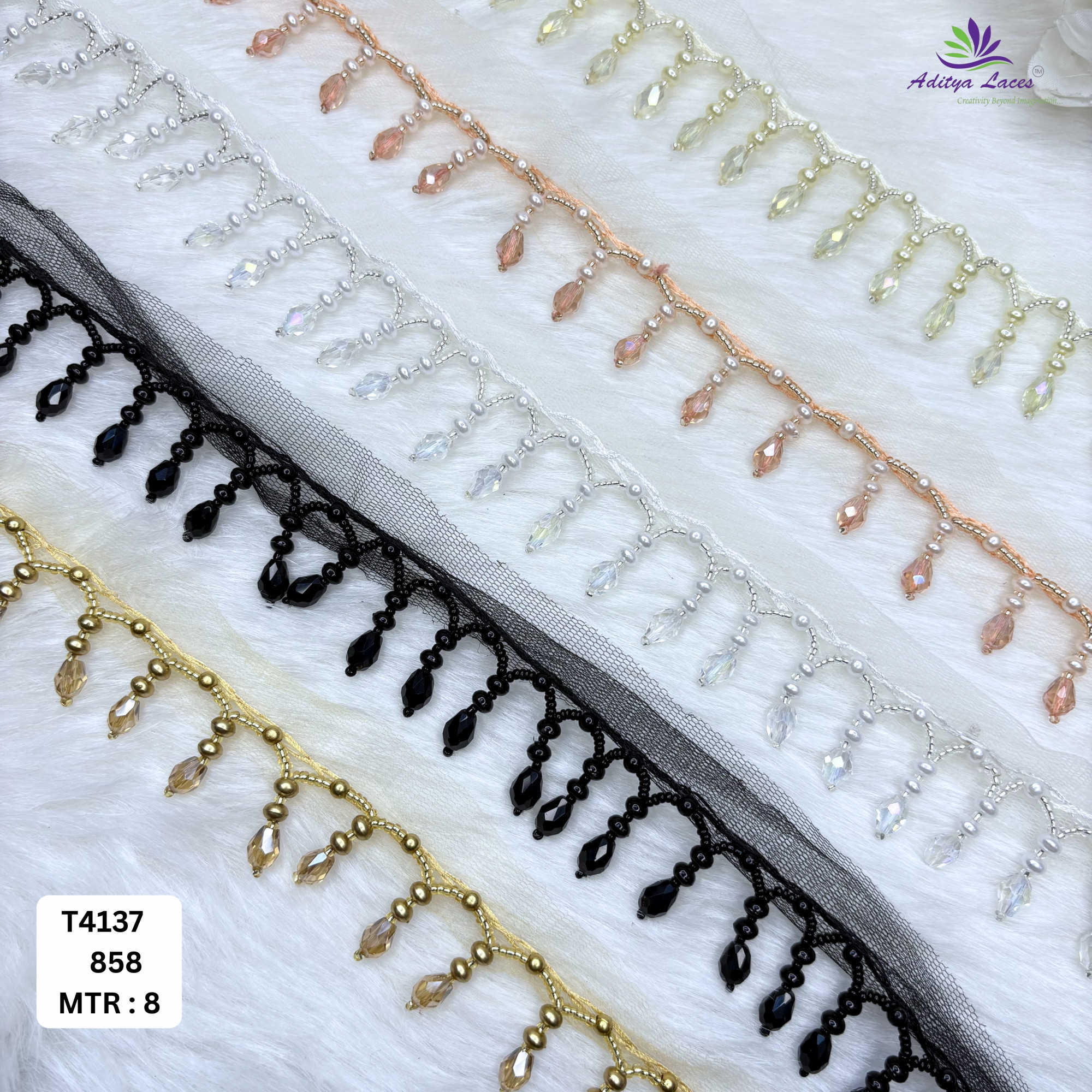 Handcrafted Gold Pearl Moti Lace Trim