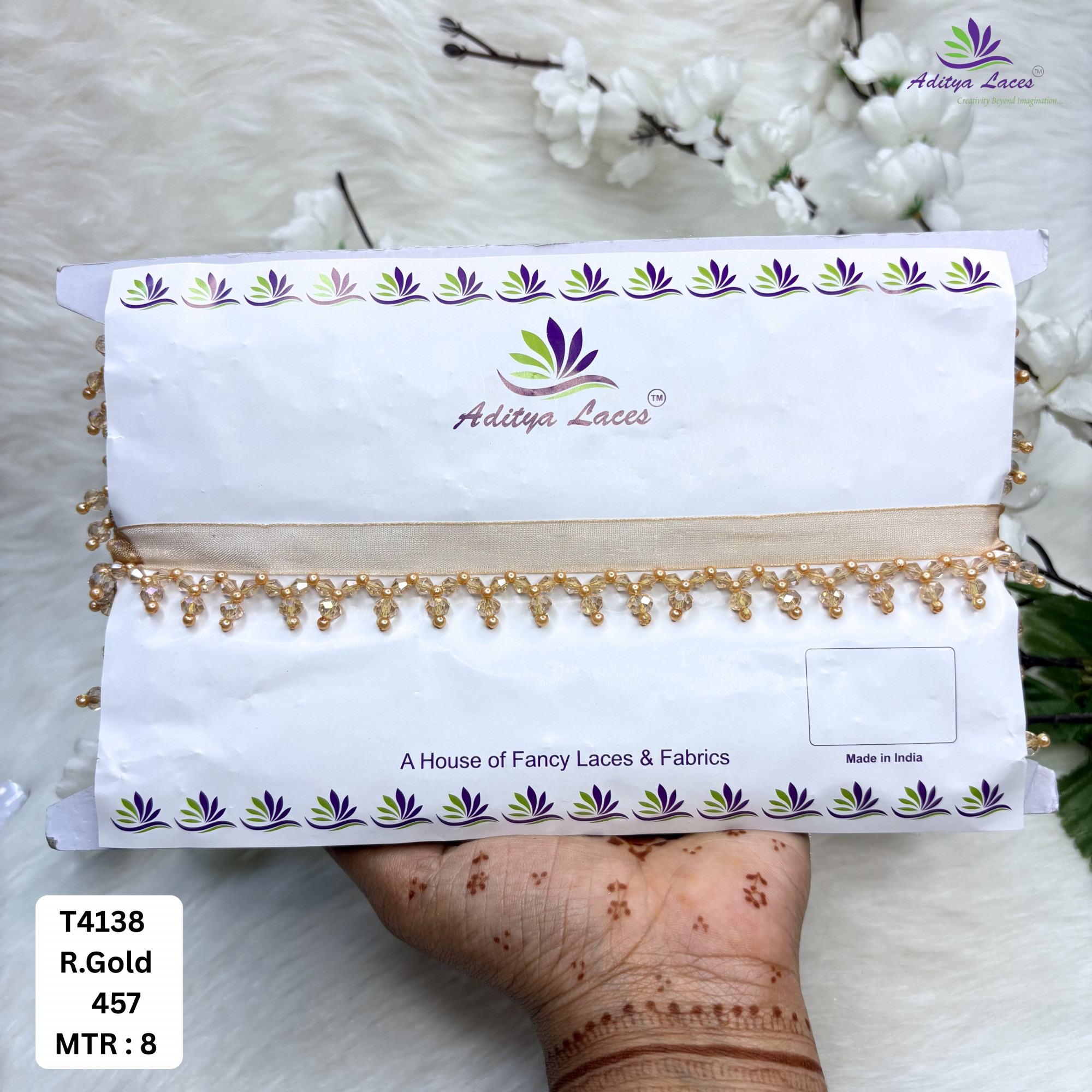 Decorative Gold Pearl Moti Lace Trim