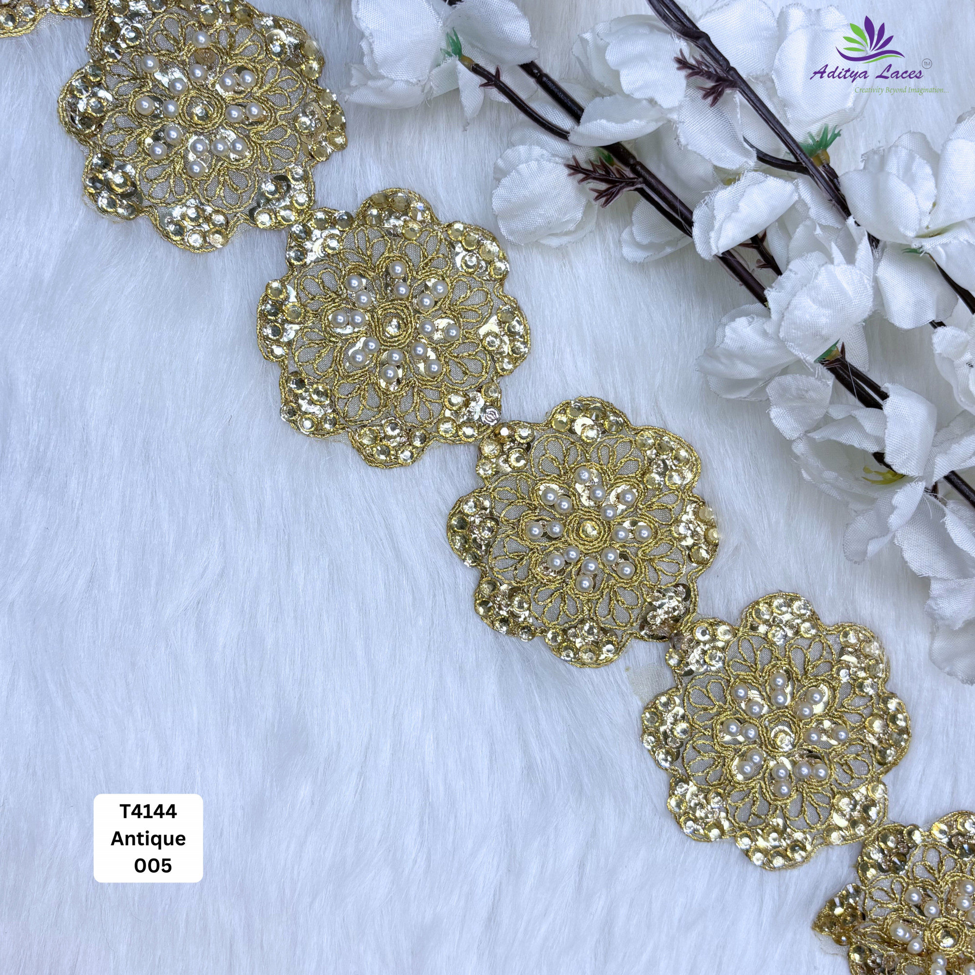 Traditional Tissue Handwork Lace Border for Saree Bridal Ethnic Wear