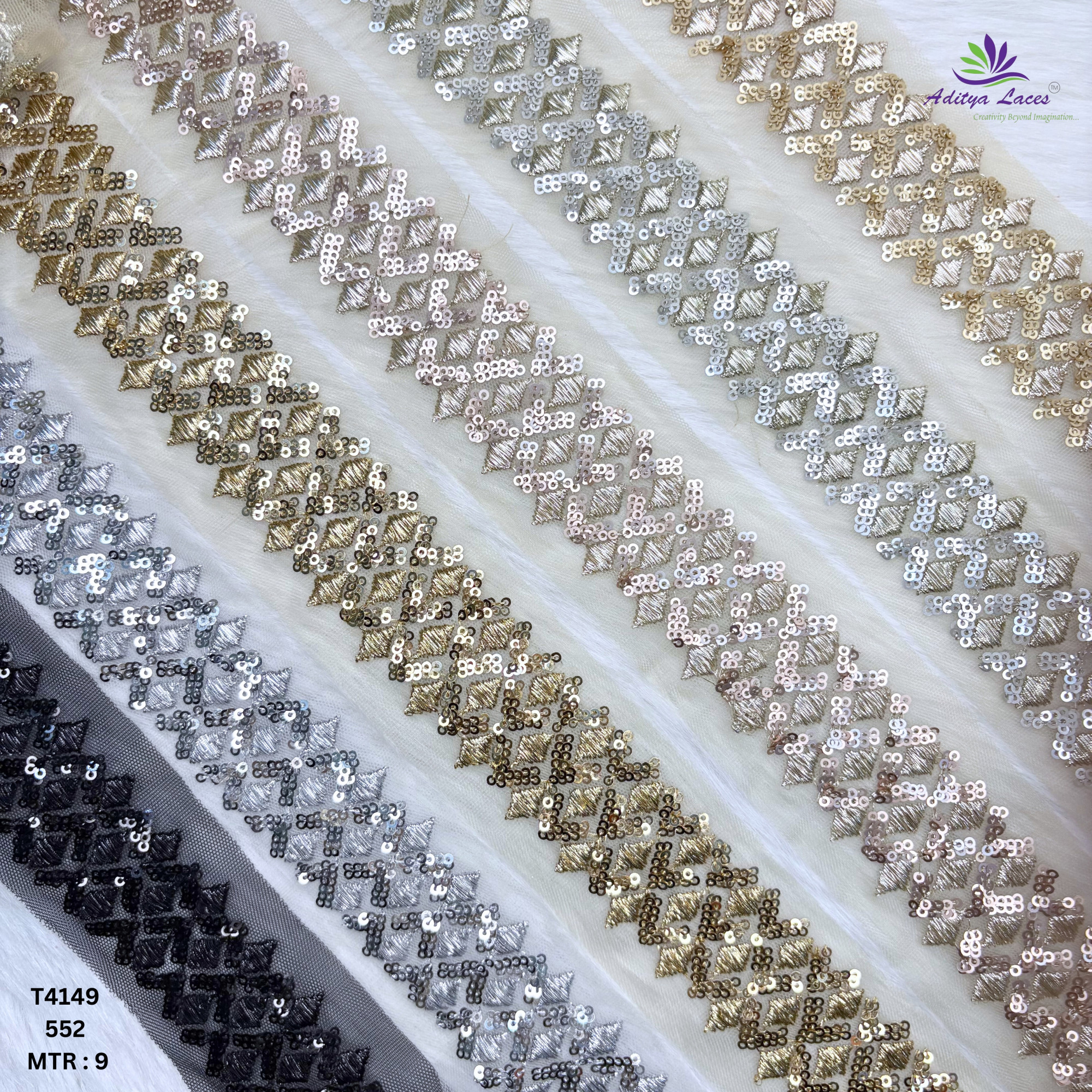 Pearl Silver Embroidery Lace Trim for Saree Garments