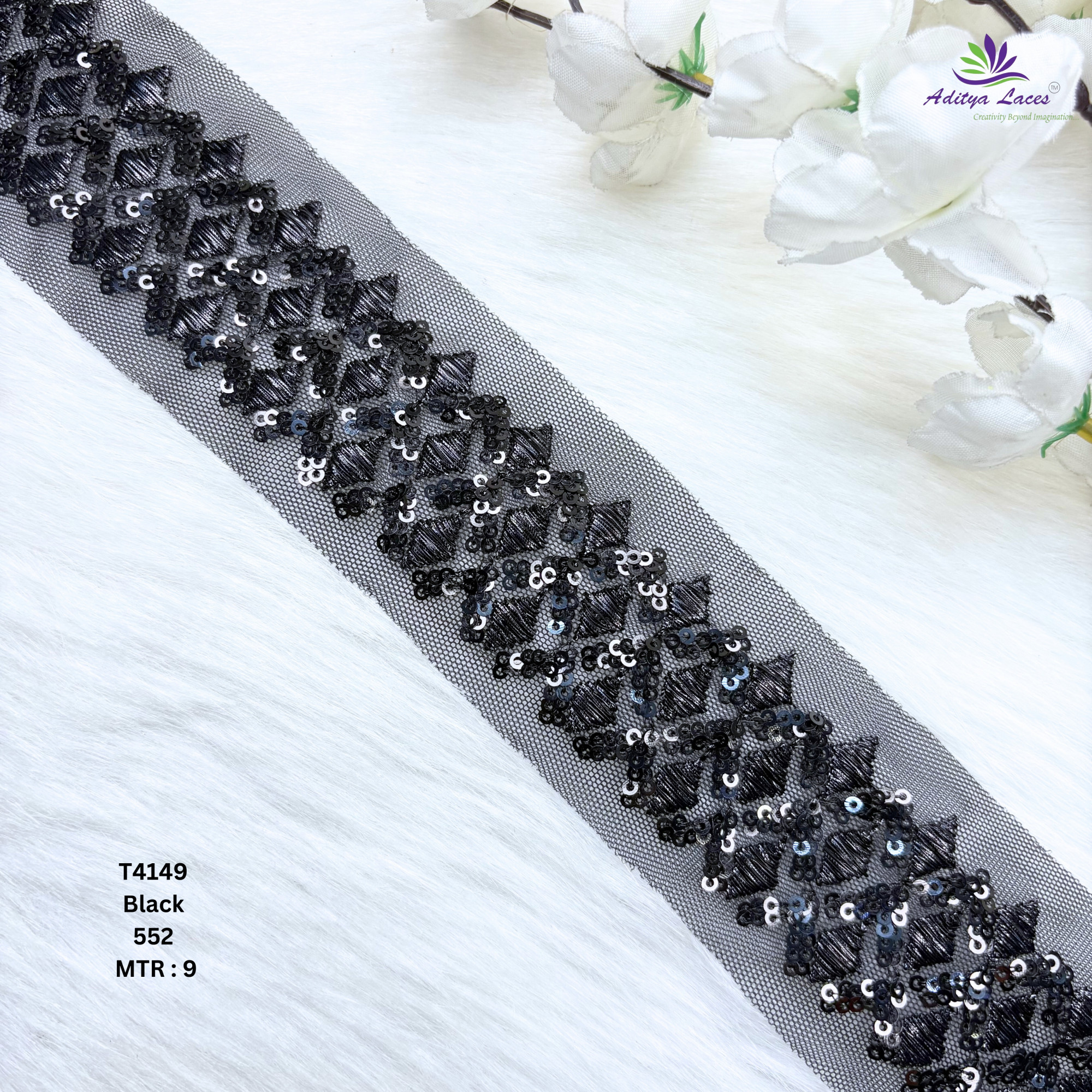 Pearl Silver Embroidery Lace Trim for Saree Garments