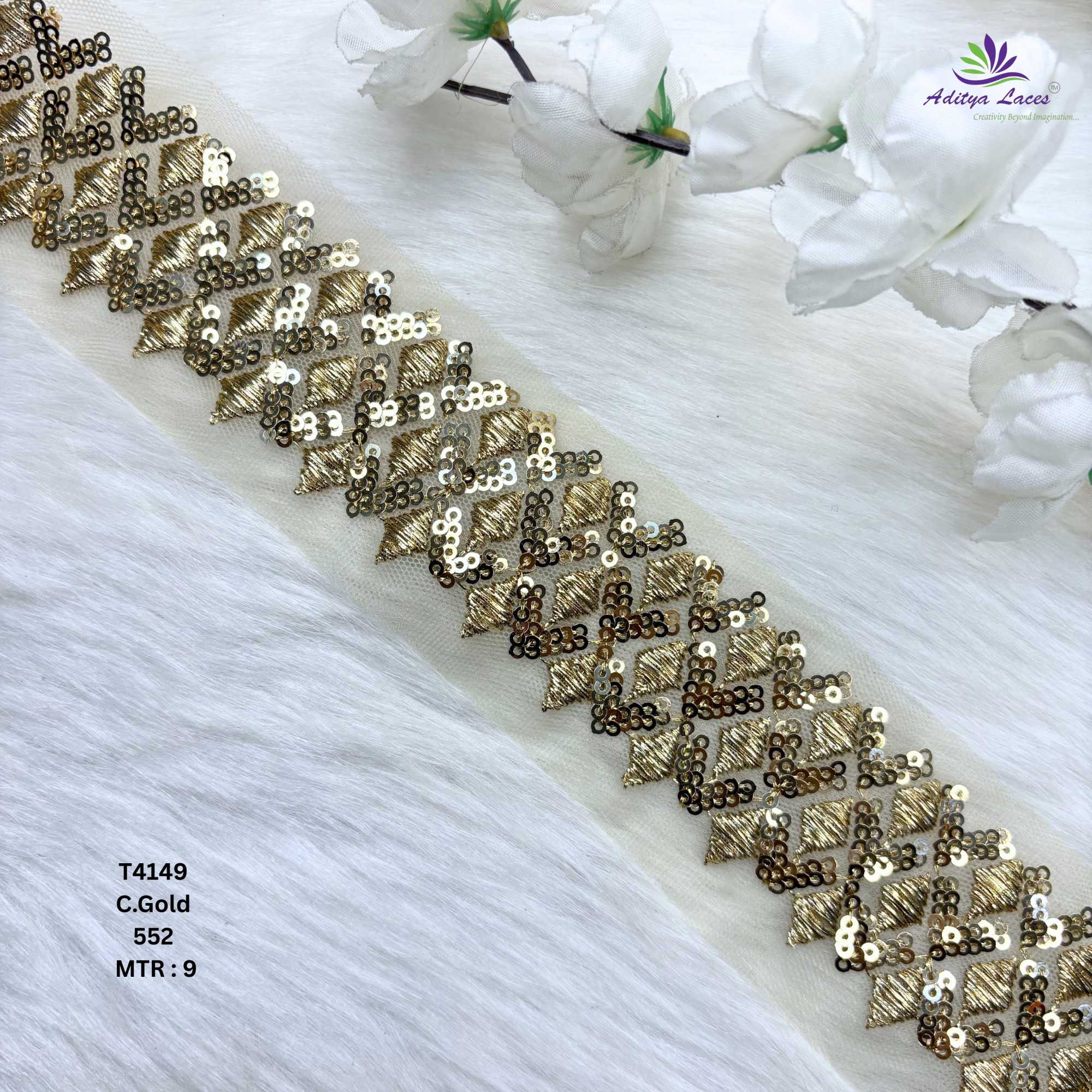 Pearl Silver Embroidery Lace Trim for Saree Garments
