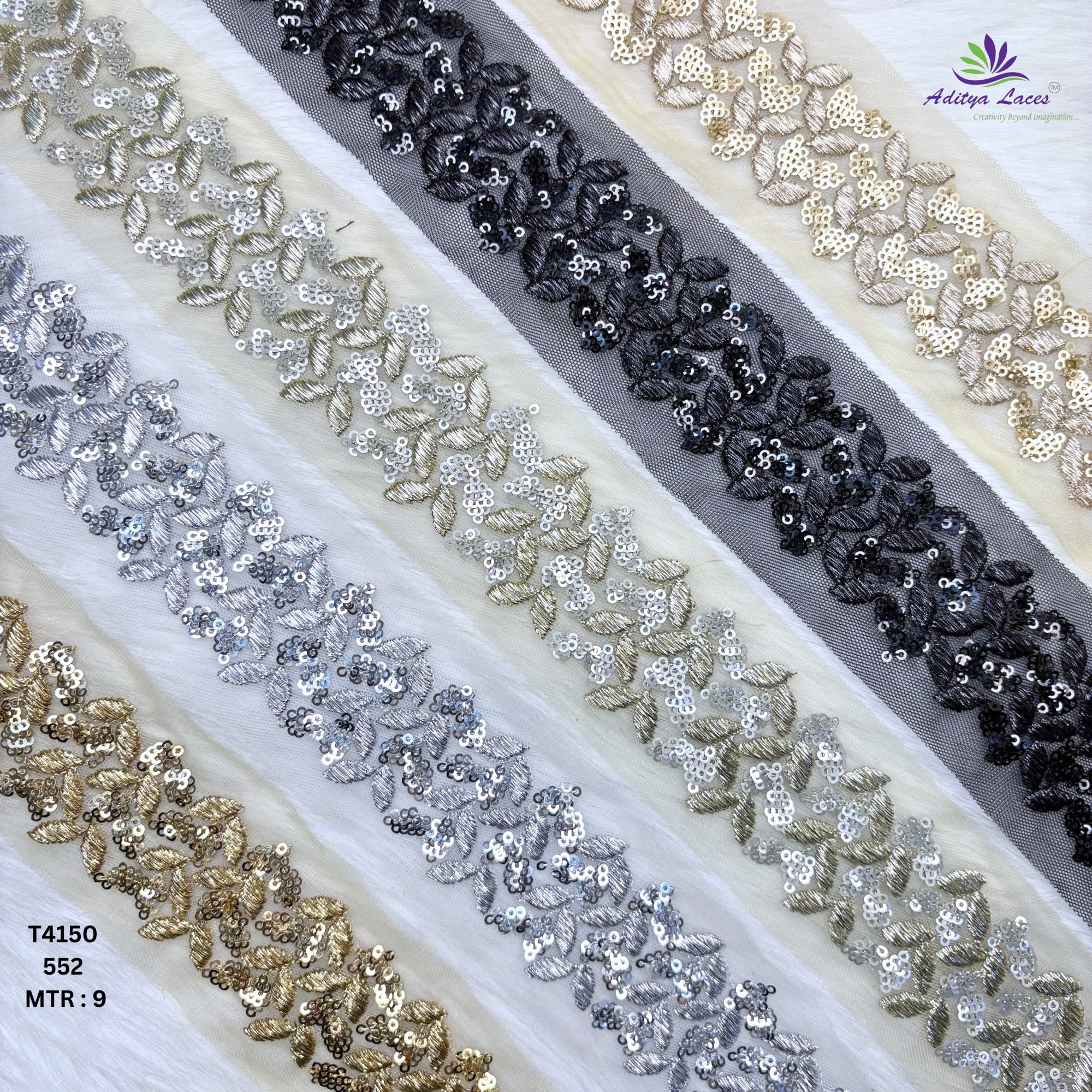 Decorative Silver Embroidery Lace Trim for Saree Garments