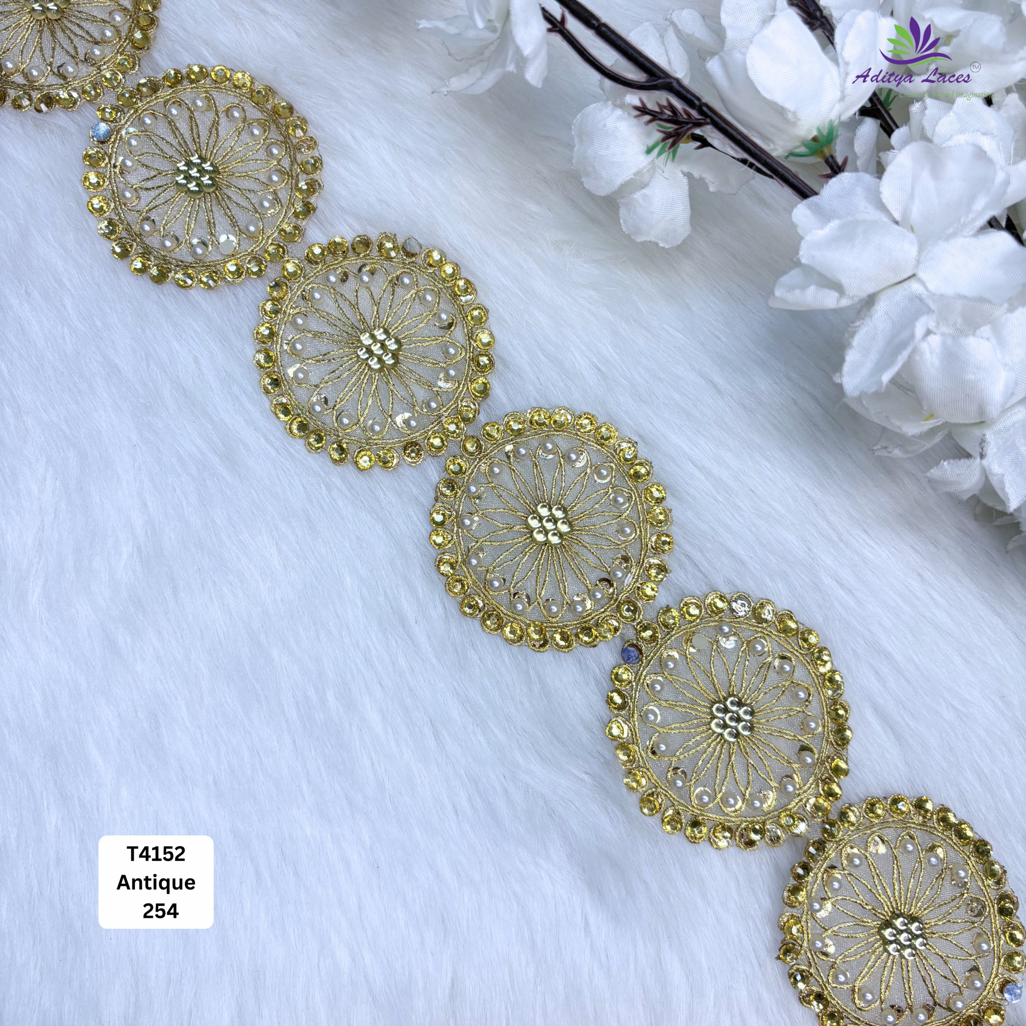Luxury Tissue Handwork Lace Border for Saree Bridal Ethnic Wear