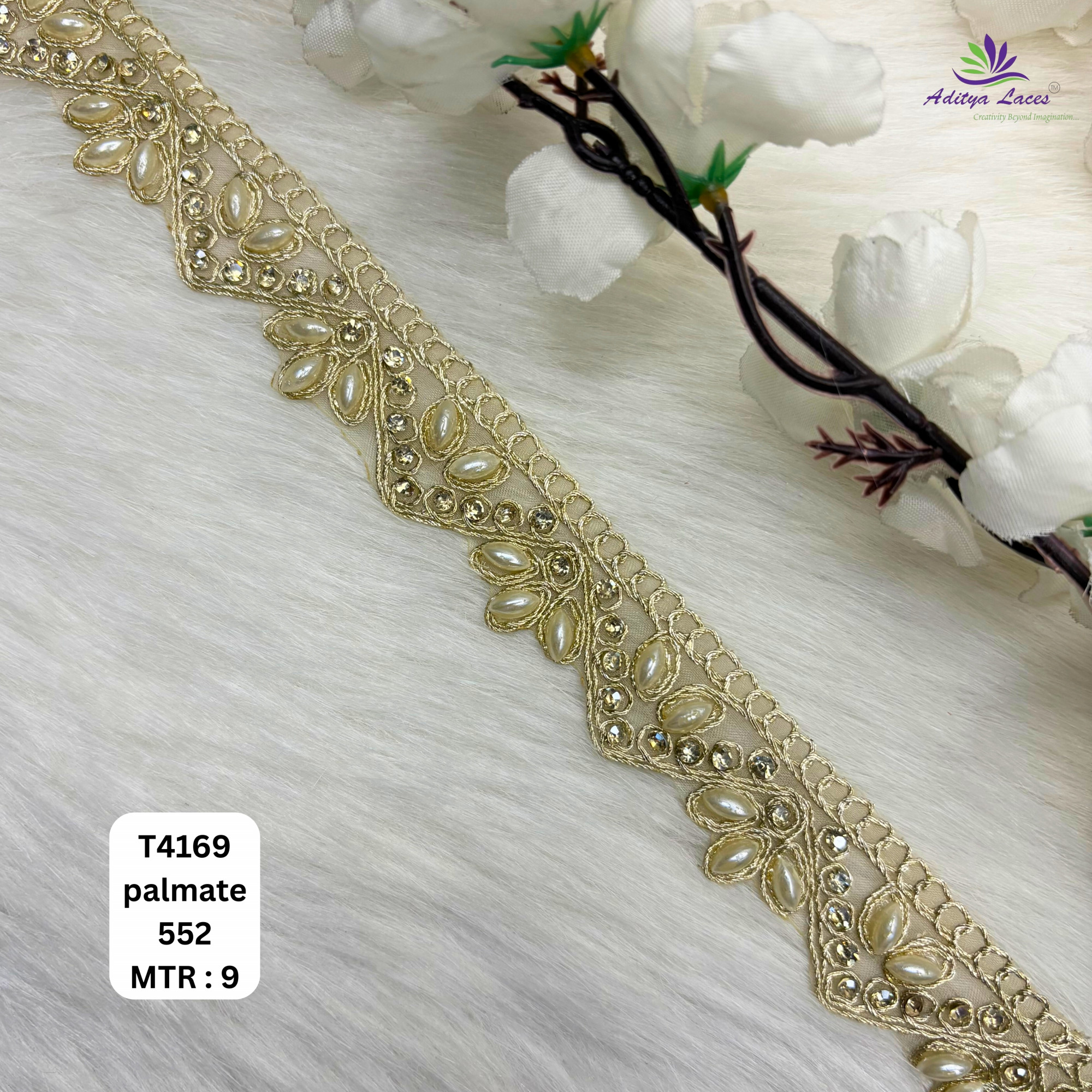 Gold Tissue Handwork Embroidered Lace Trim Designer Saree Borders Bridal Fabric Embellishments