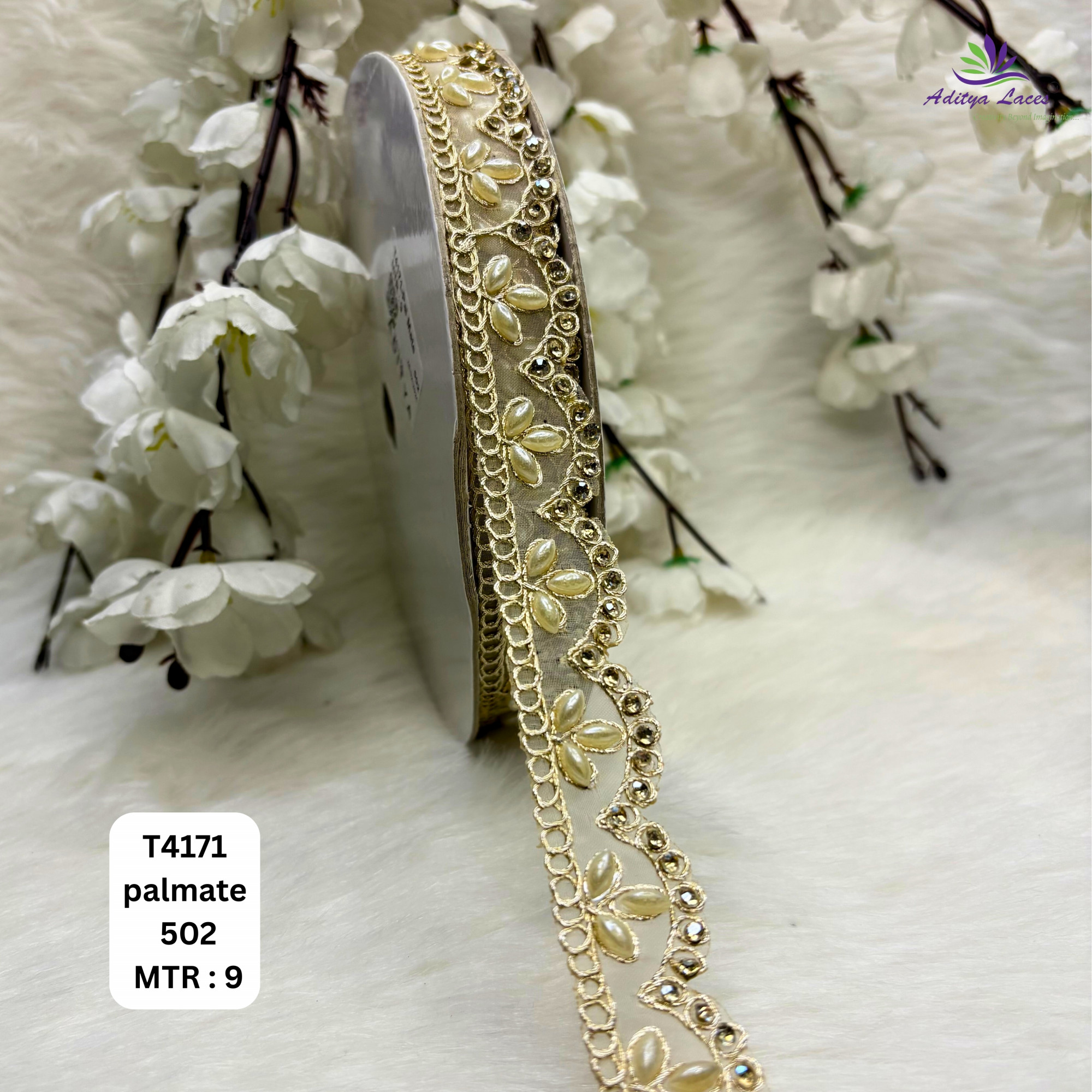 Premium Golden Tissue Handwork Lace Trim Designer Saree Border Bridal Decorative Lace for Ethnic Fashion Wholesale Supplier