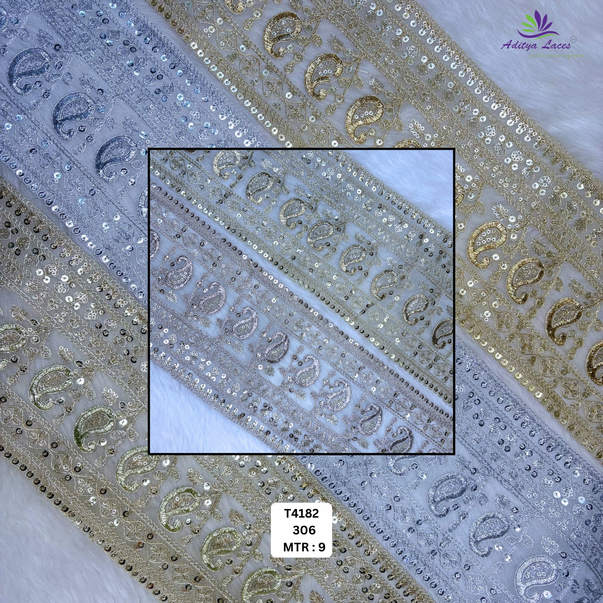 Fancy Copper Gold Embroidery Lace Trim for Saree Garments