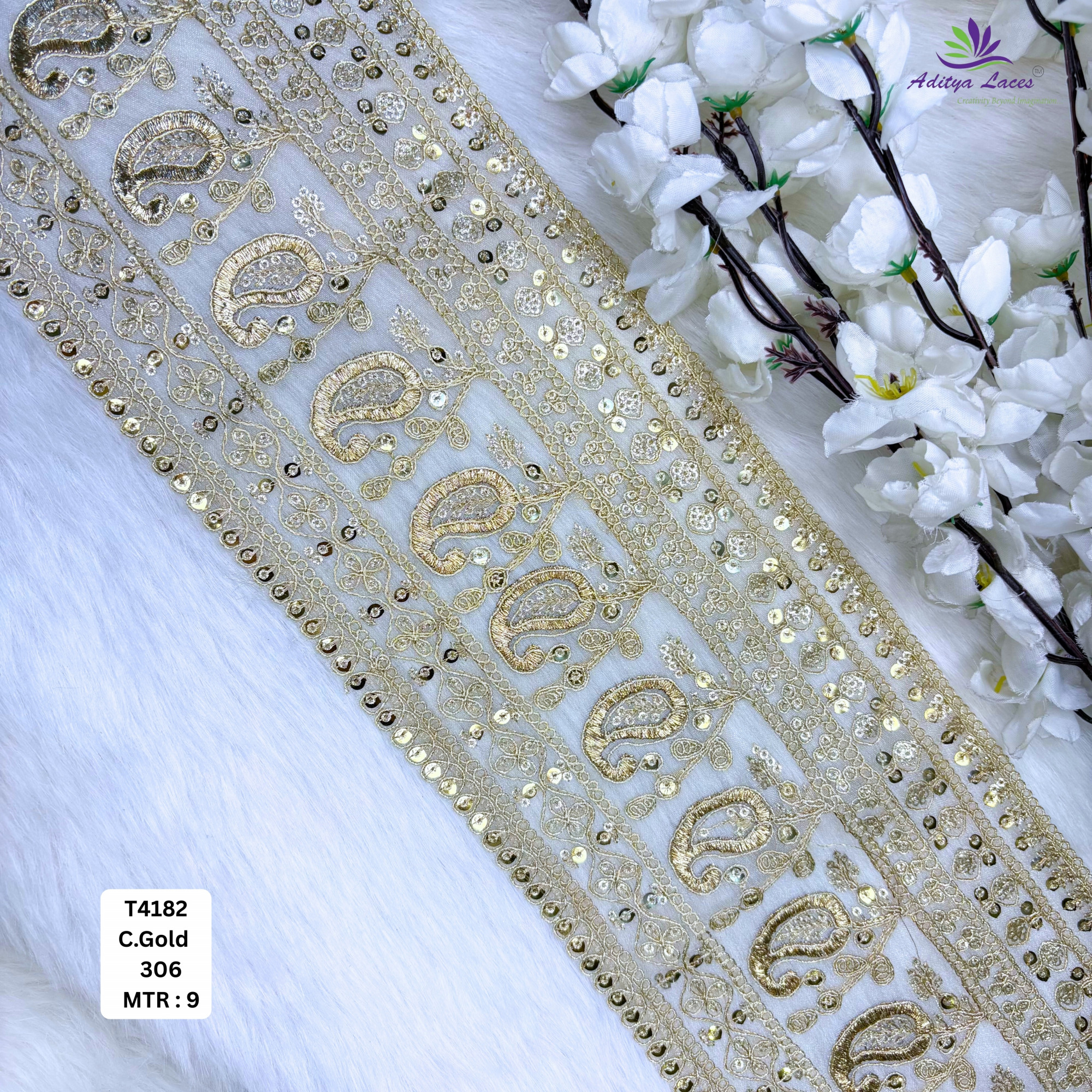 Fancy Copper Gold Embroidery Lace Trim for Saree Garments