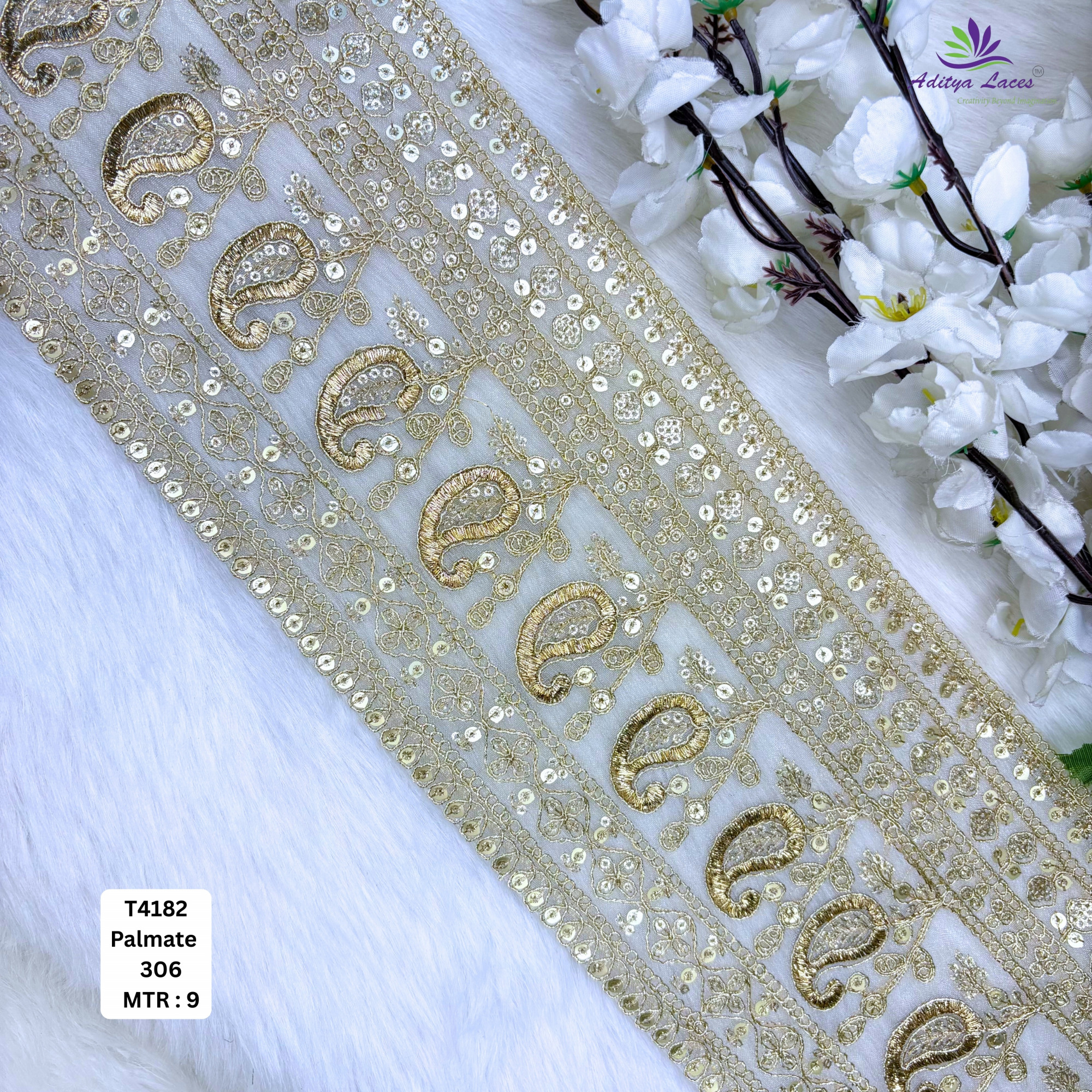 Fancy Copper Gold Embroidery Lace Trim for Saree Garments