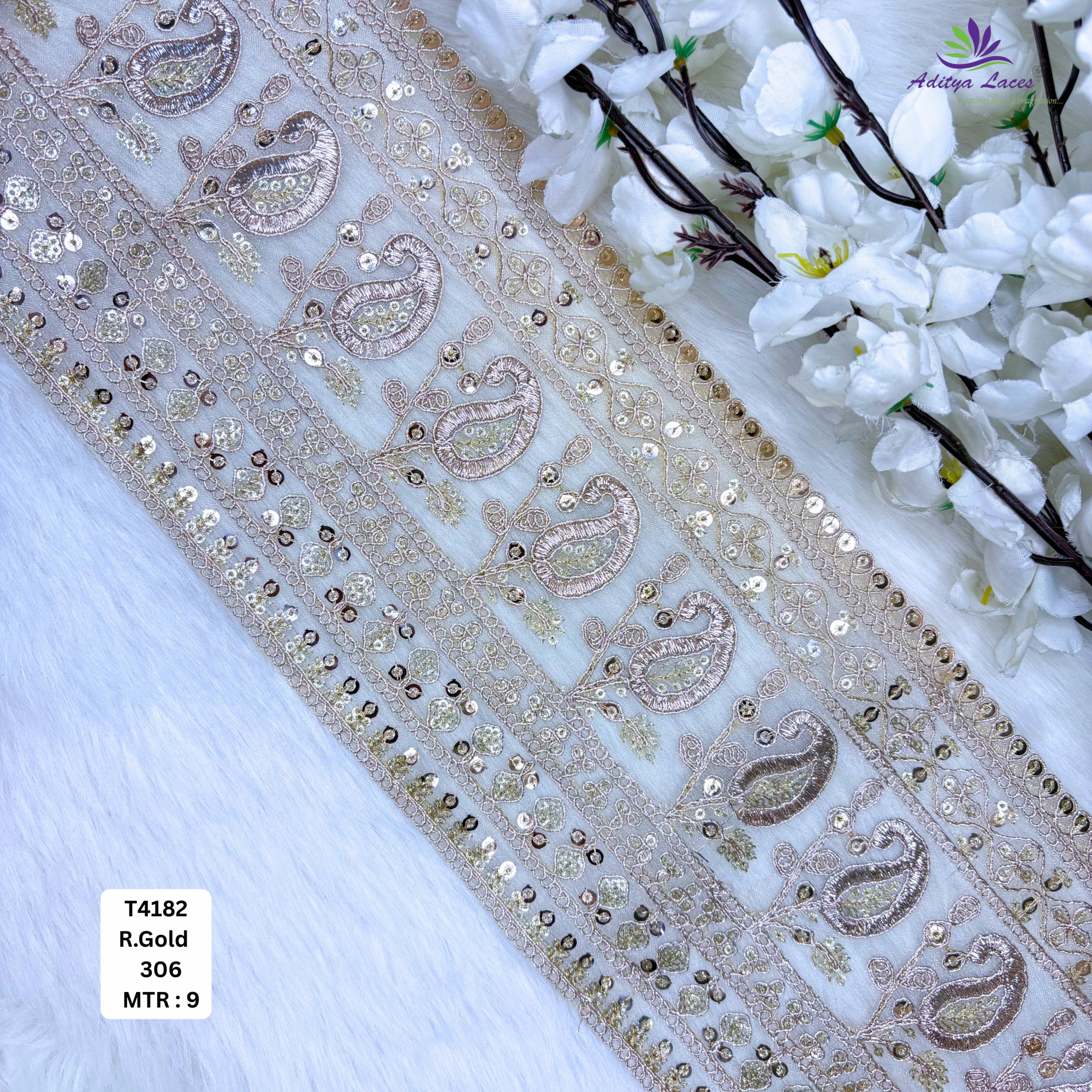 Fancy Copper Gold Embroidery Lace Trim for Saree Garments
