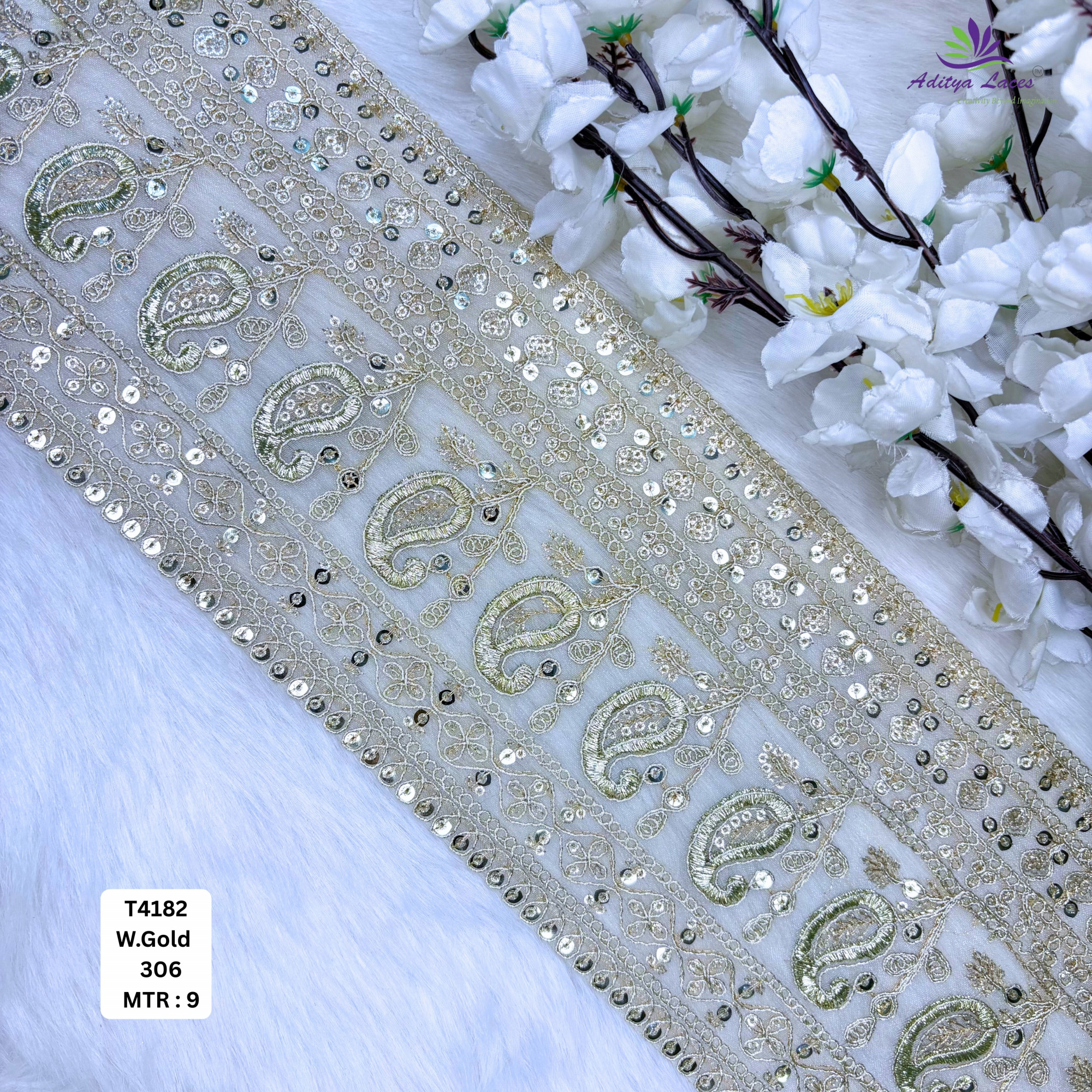 Fancy Copper Gold Embroidery Lace Trim for Saree Garments