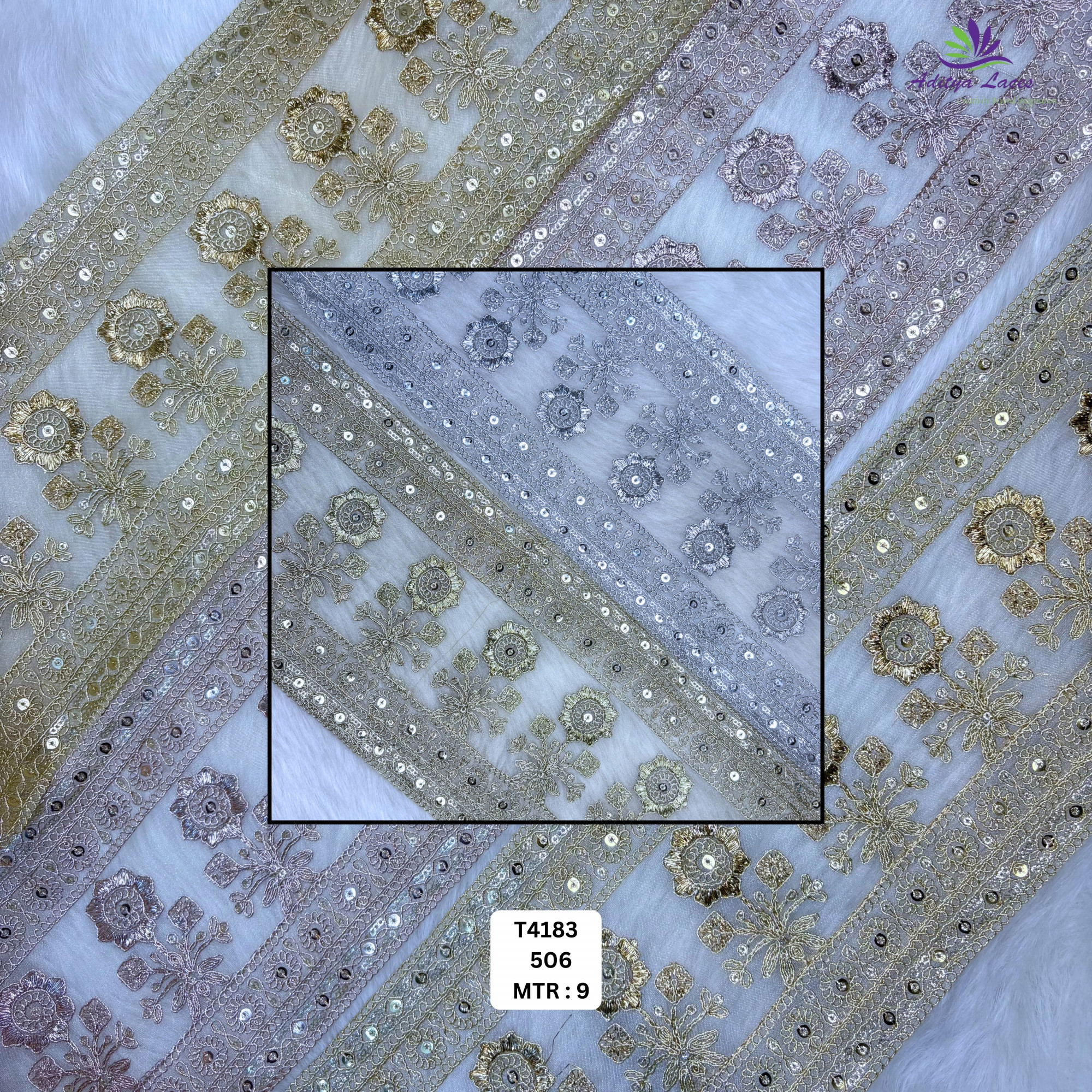 Bridal Copper Gold Embroidery Lace Trim for Saree Garments