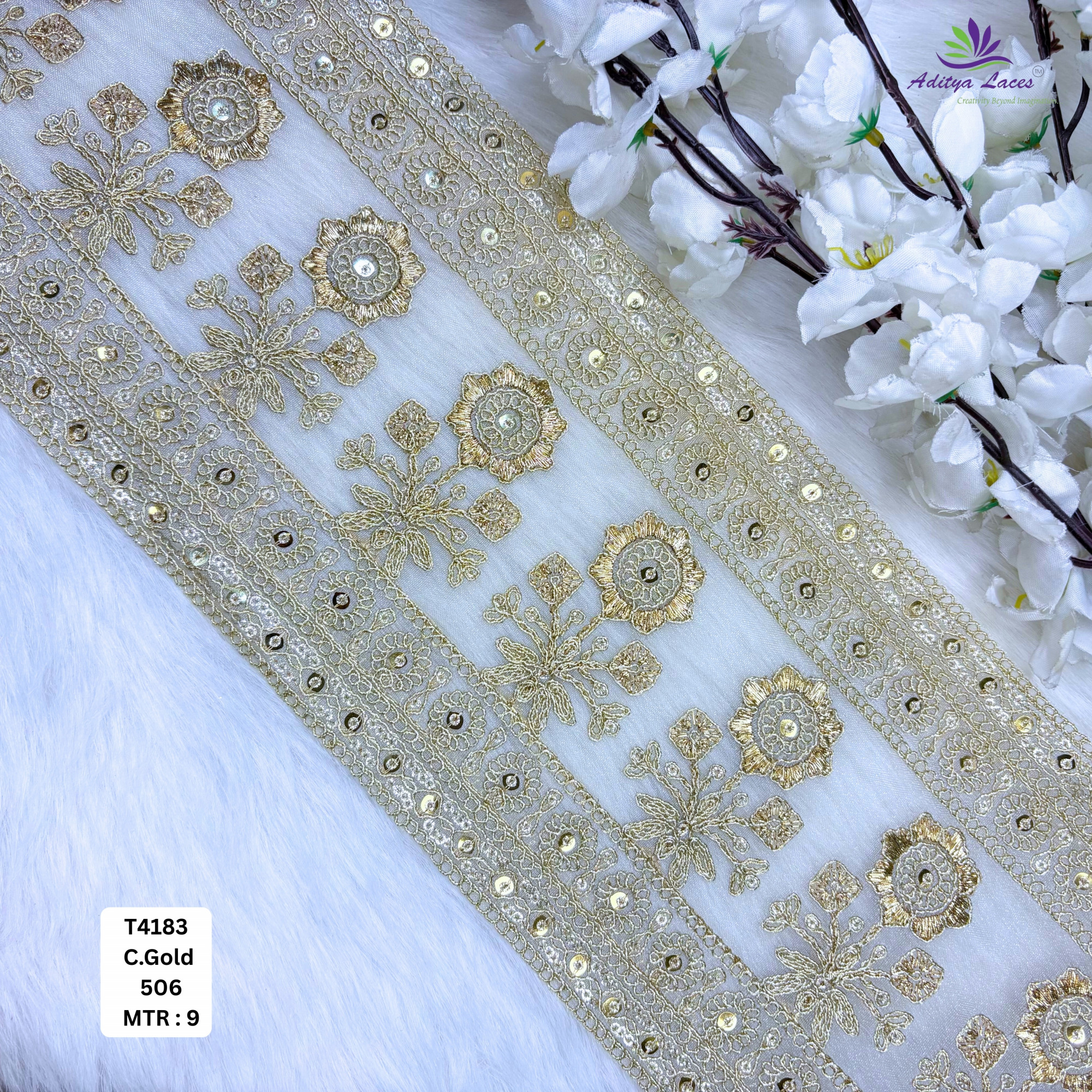 Bridal Copper Gold Embroidery Lace Trim for Saree Garments
