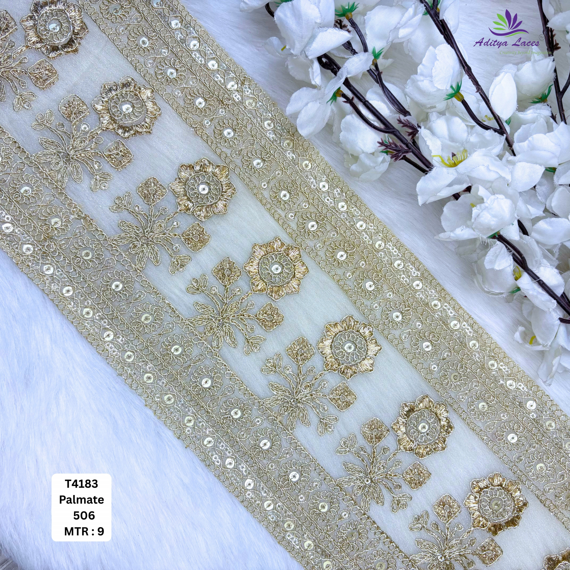 Bridal Copper Gold Embroidery Lace Trim for Saree Garments