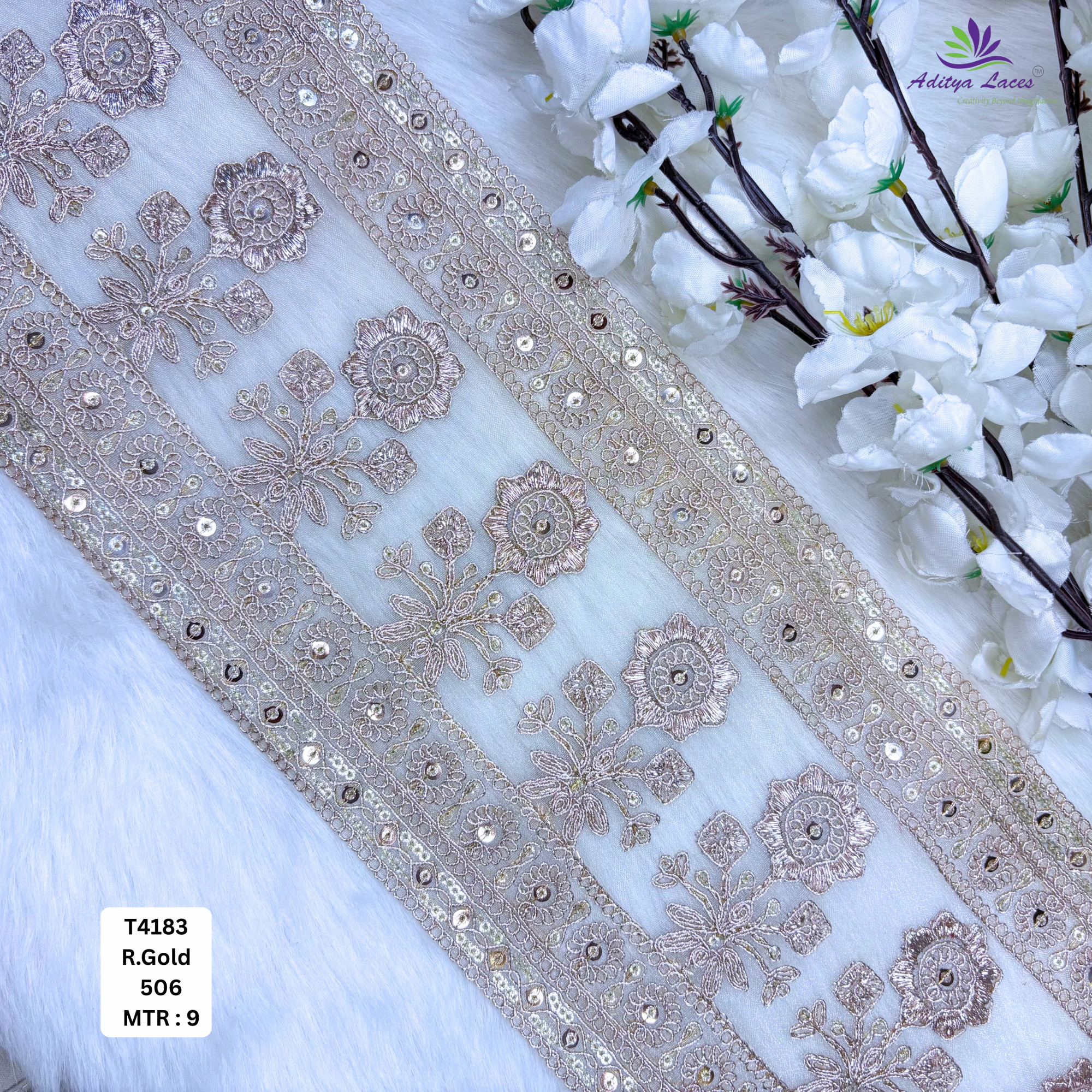 Bridal Copper Gold Embroidery Lace Trim for Saree Garments