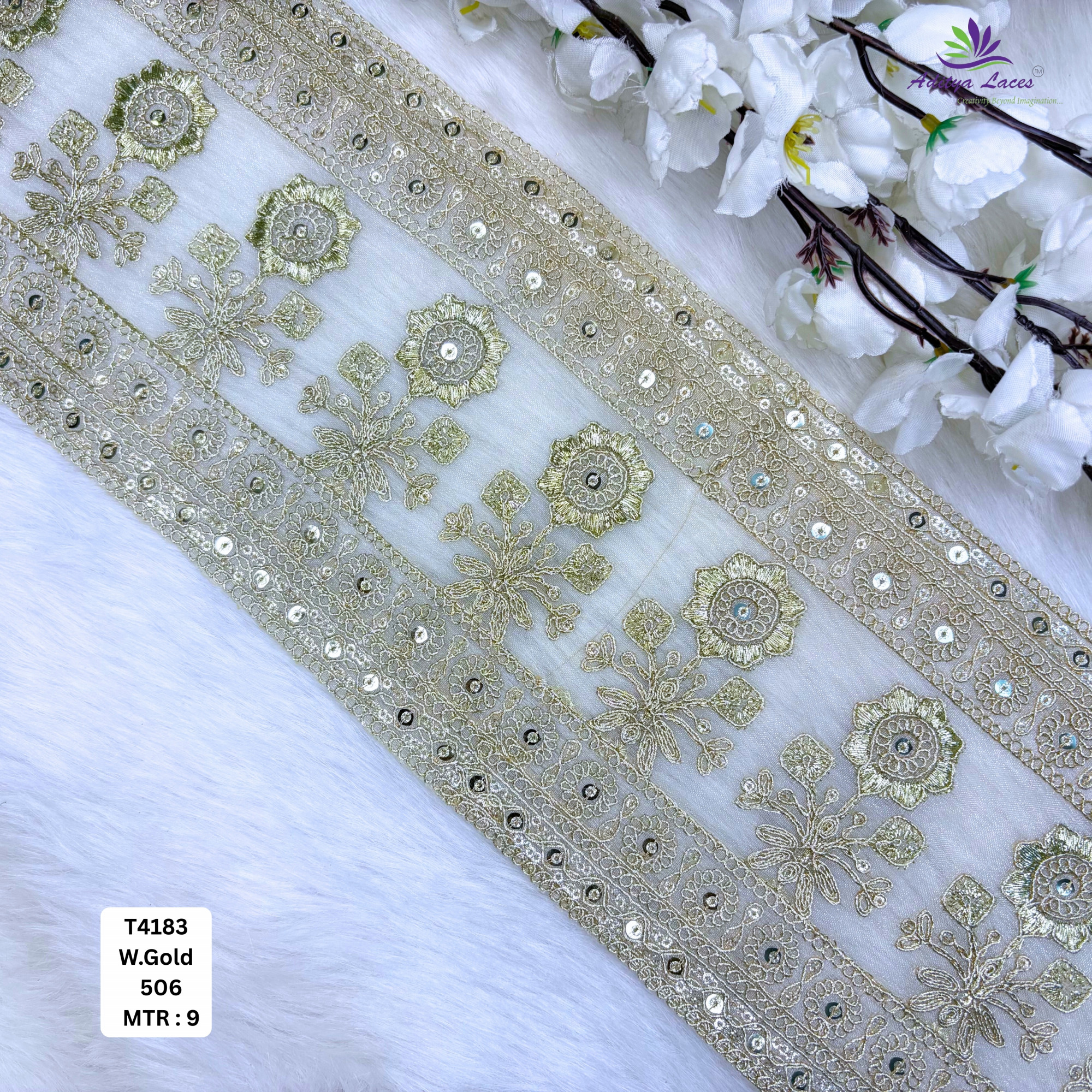 Bridal Copper Gold Embroidery Lace Trim for Saree Garments