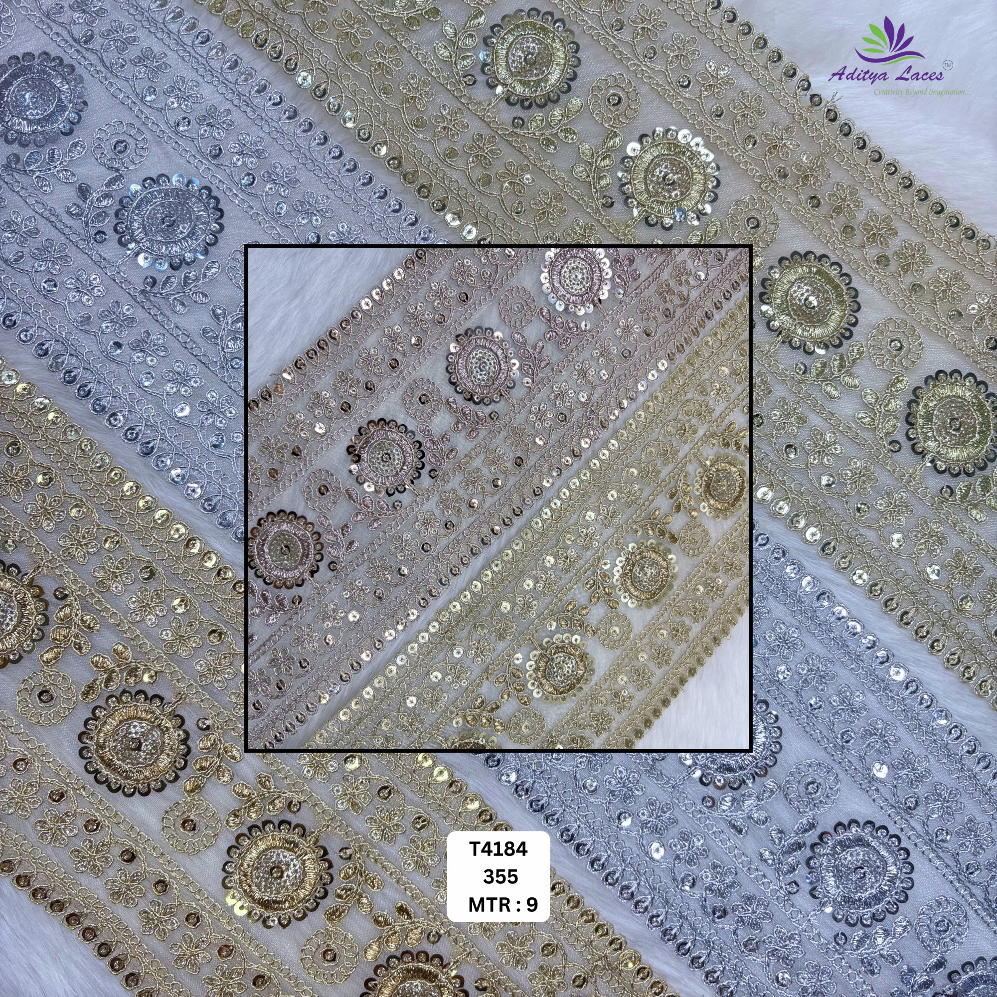 Designer Copper Gold Embroidery Lace Trim for Saree Garments