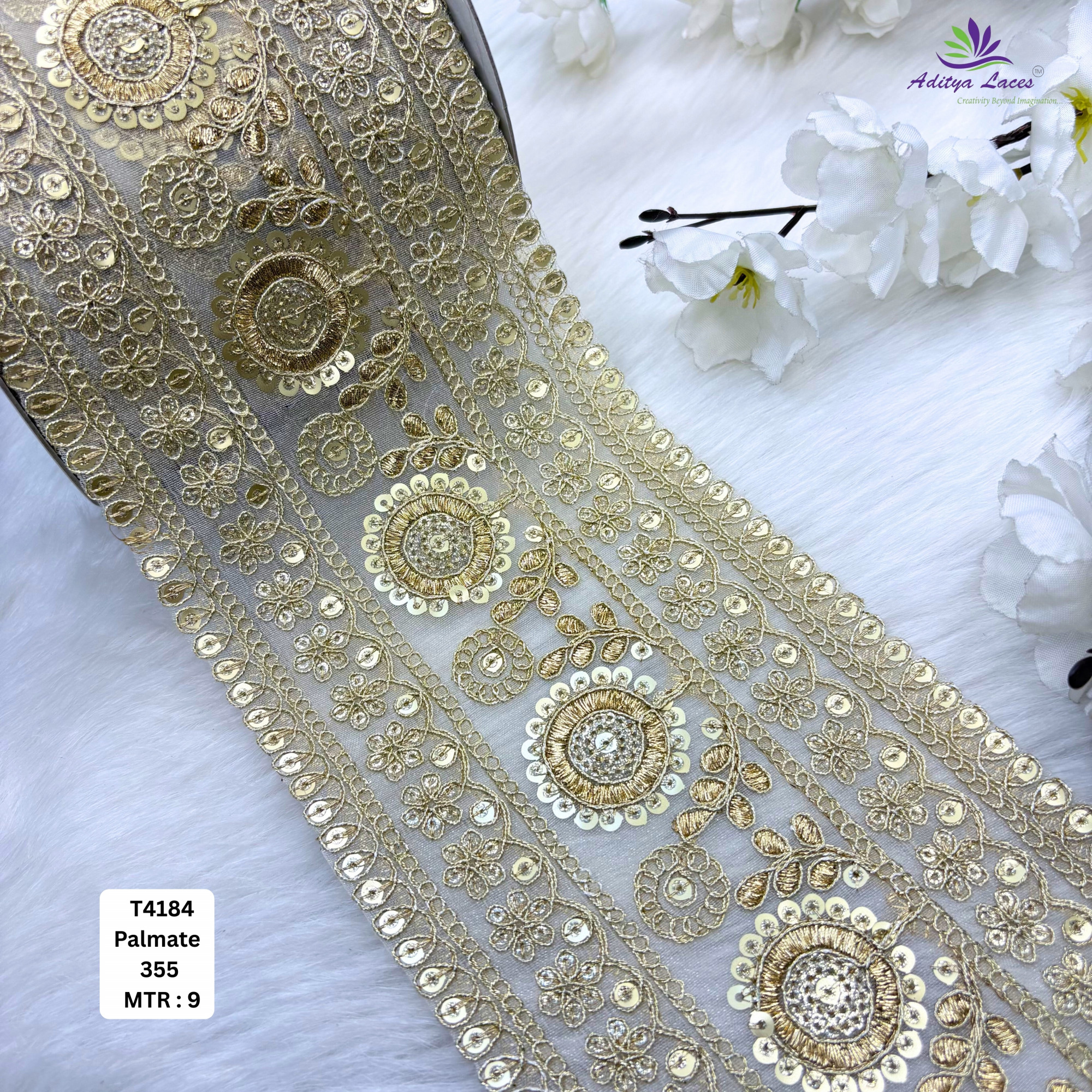 Designer Copper Gold Embroidery Lace Trim for Saree Garments