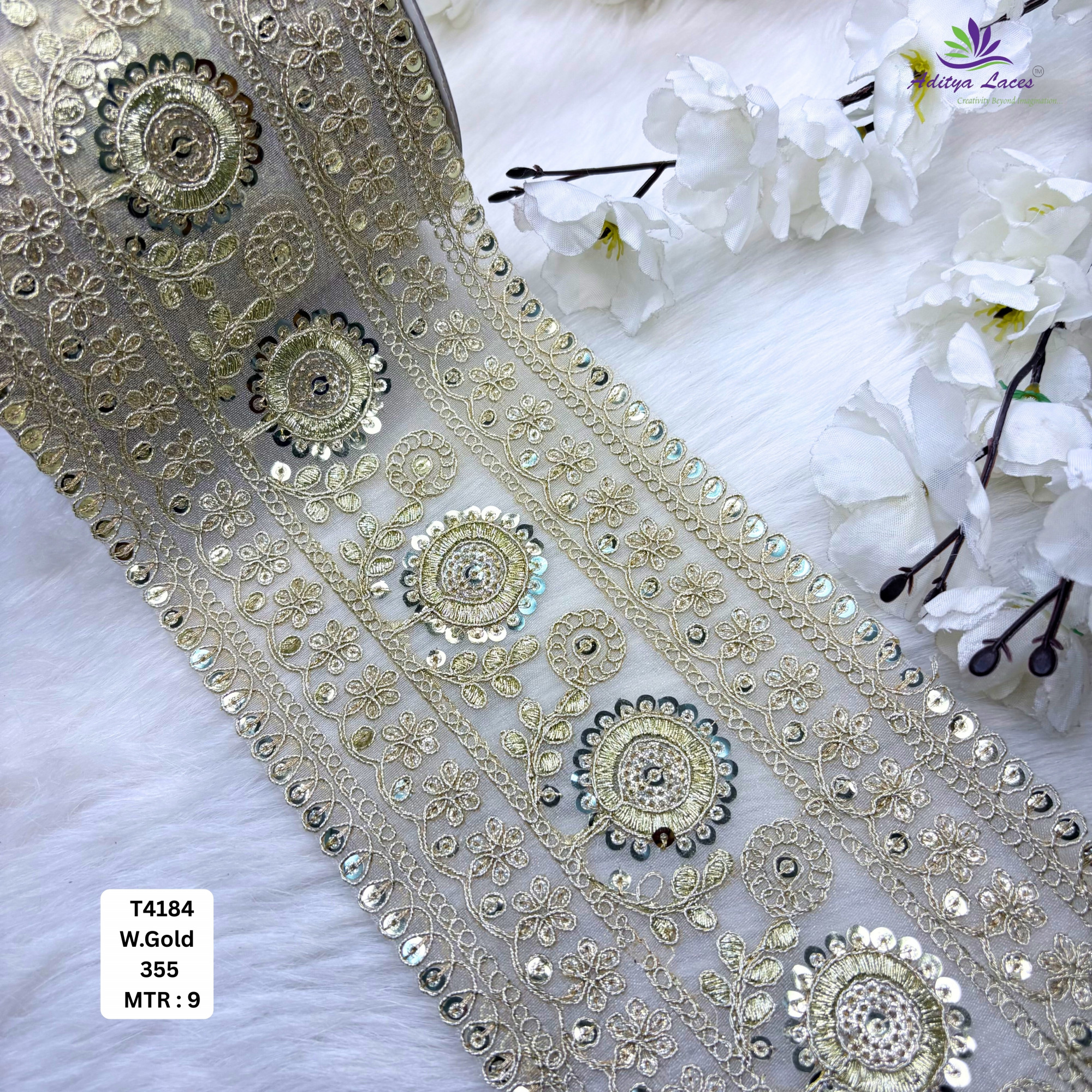 Designer Copper Gold Embroidery Lace Trim for Saree Garments