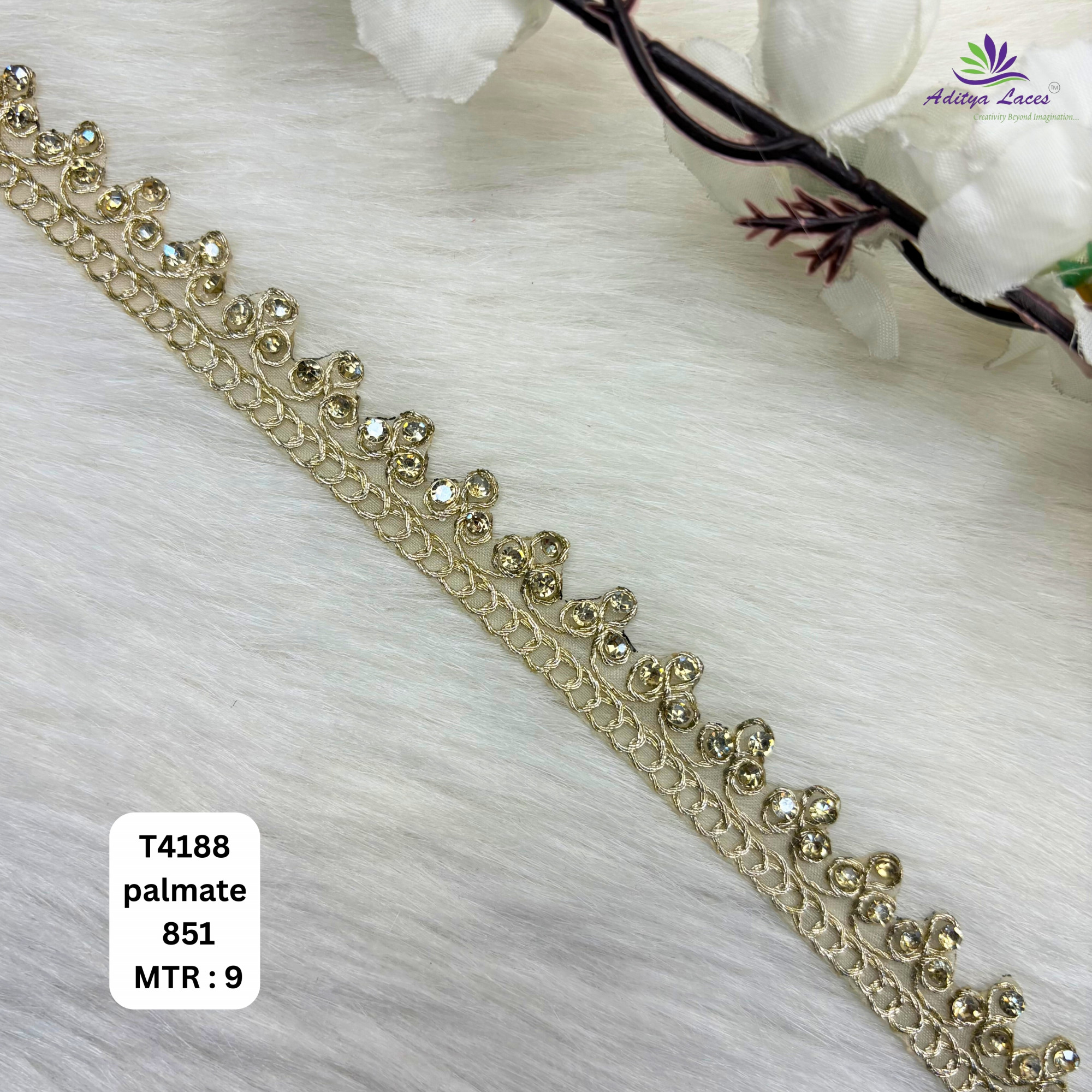Traditional Tissue Handwork Lace Border for Saree Bridal Ethnic Wear