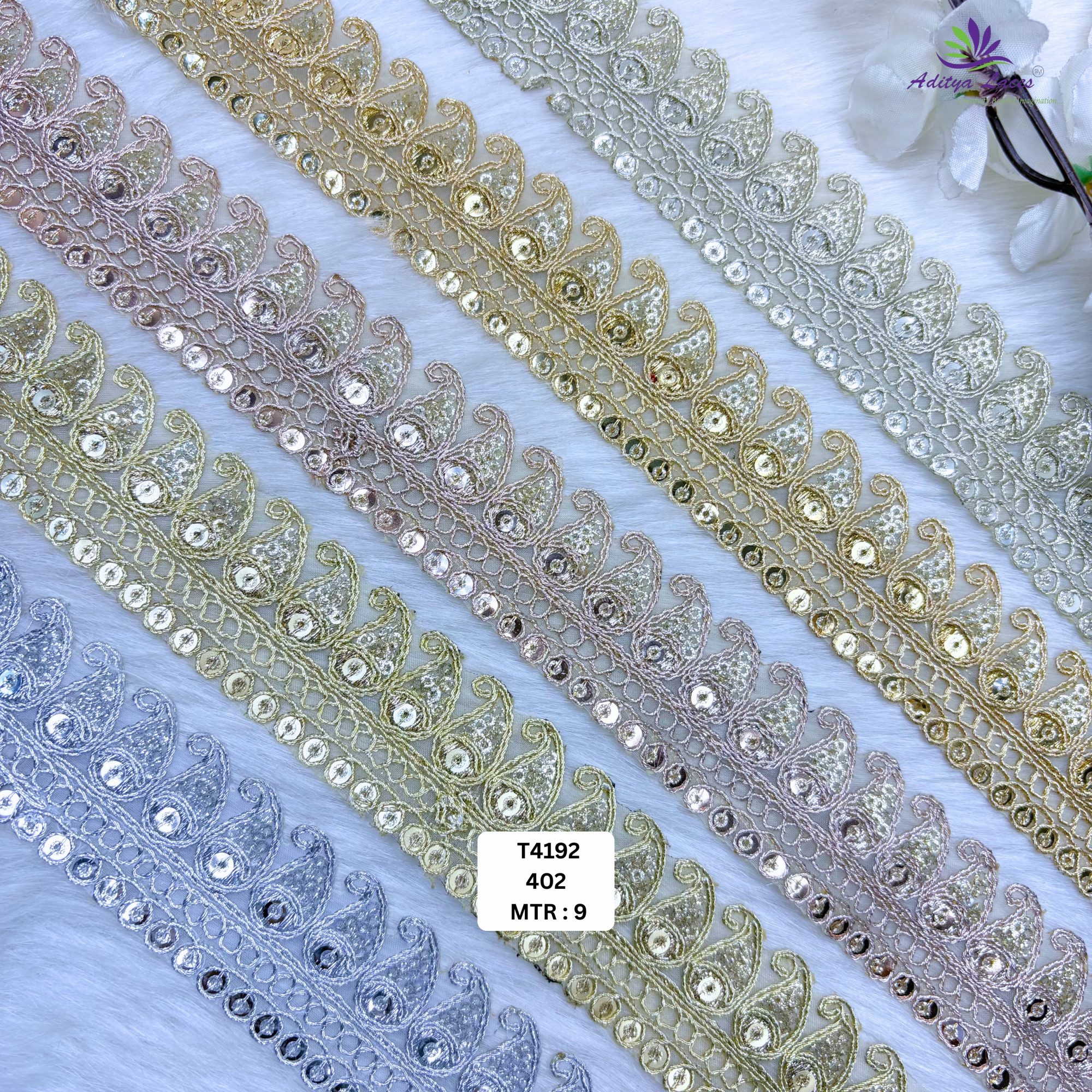 Royal Tissue Lace Border with Sequins Work for Saree Bridal Wear