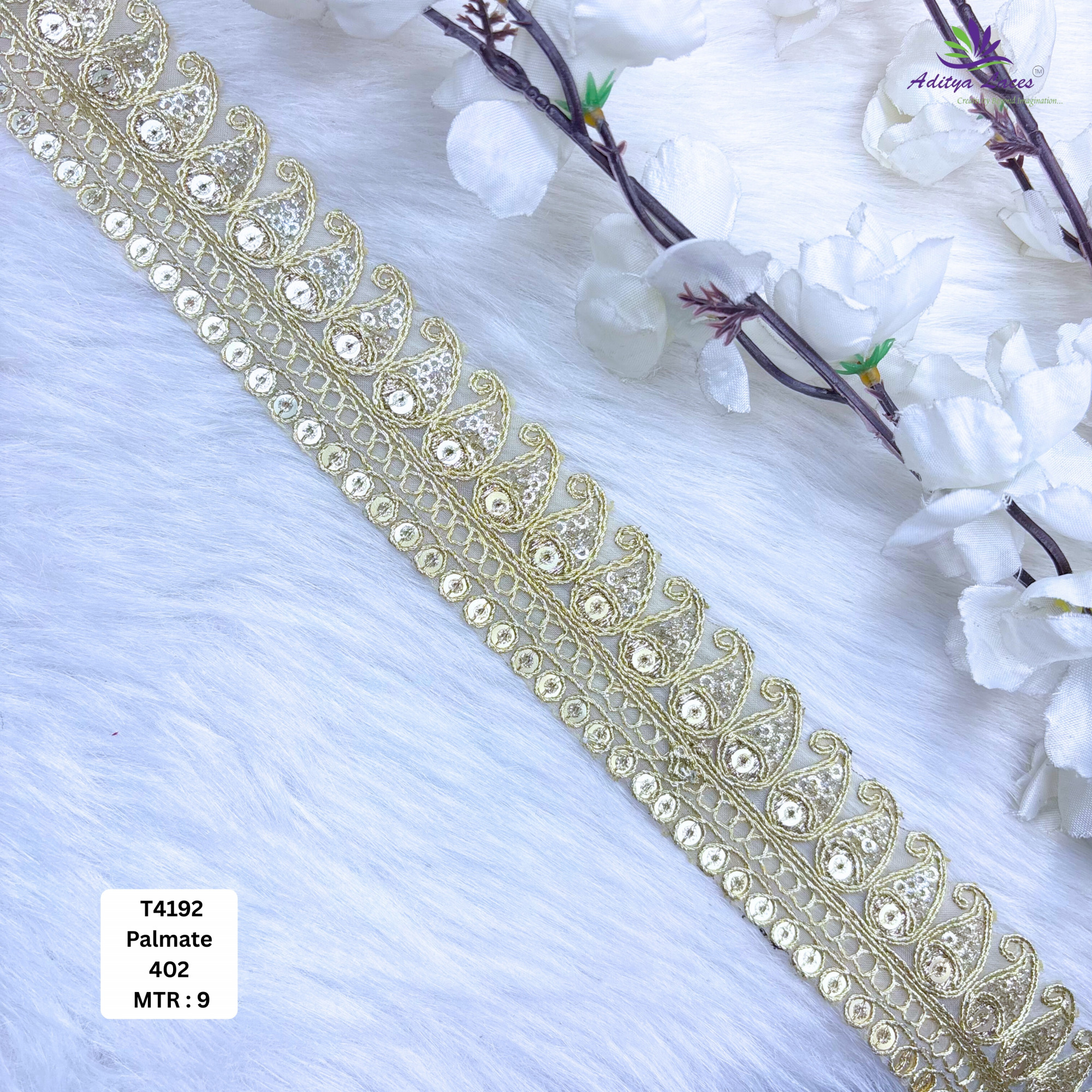 Royal Tissue Lace Border with Sequins Work for Saree Bridal Wear