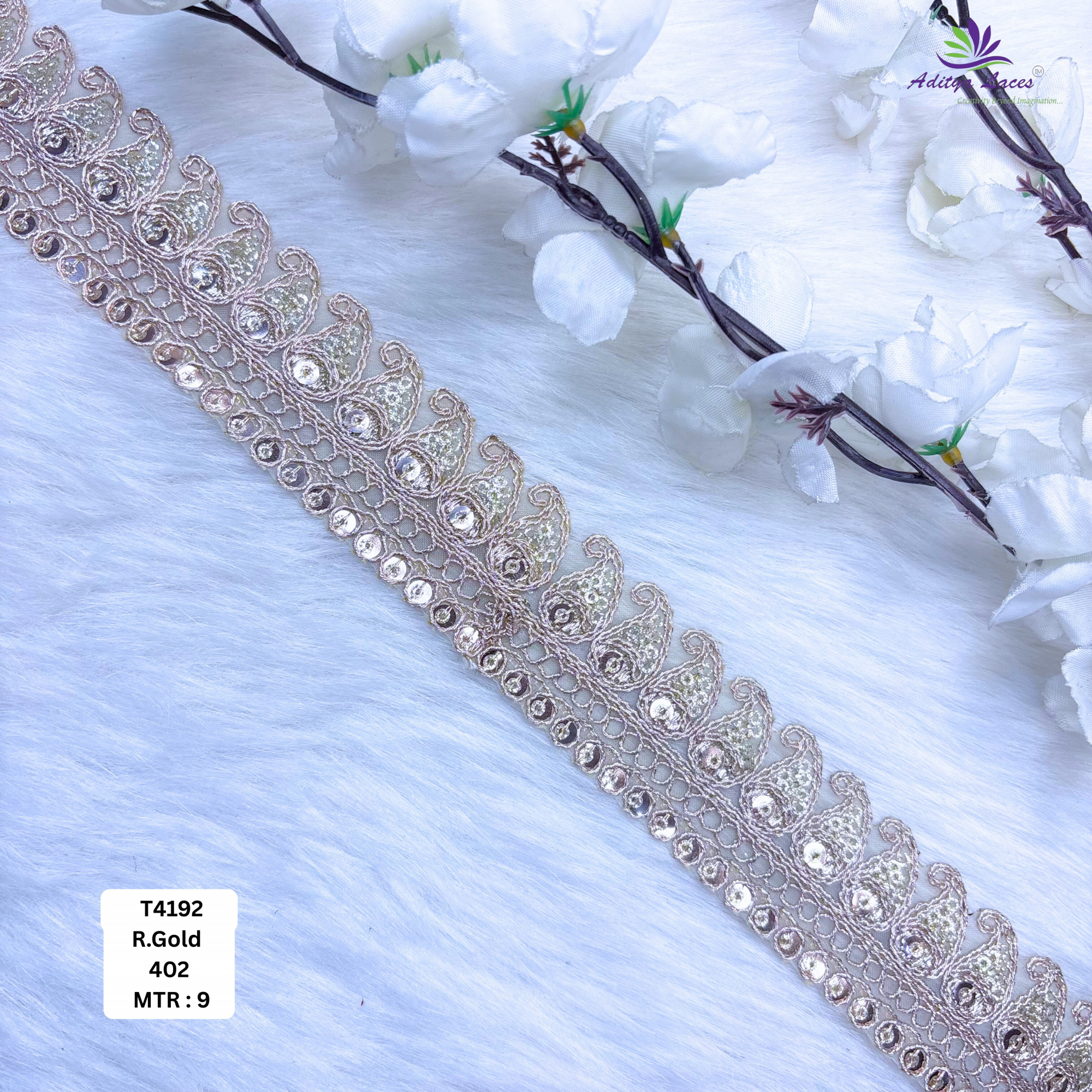 Royal Tissue Lace Border with Sequins Work for Saree Bridal Wear