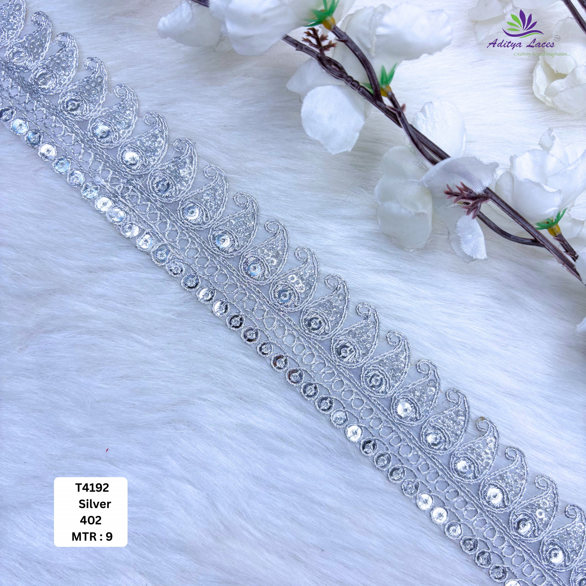 Royal Tissue Lace Border with Sequins Work for Saree Bridal Wear