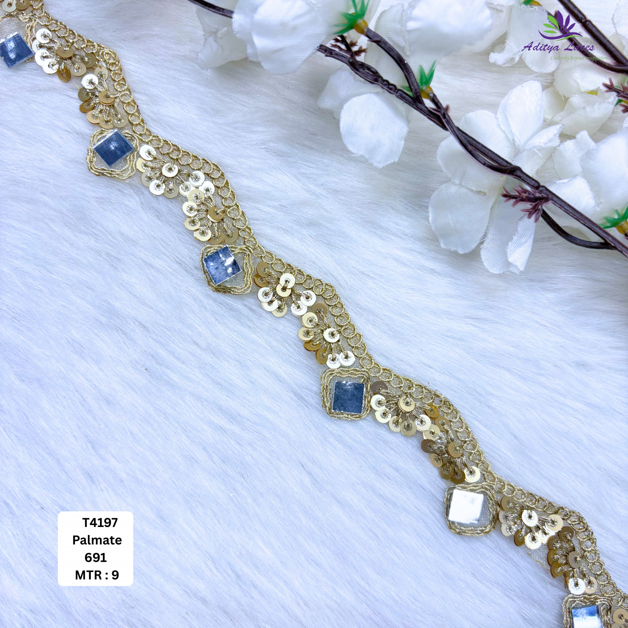 Traditional Tissue Handwork Lace Border for Saree Bridal Ethnic Wear