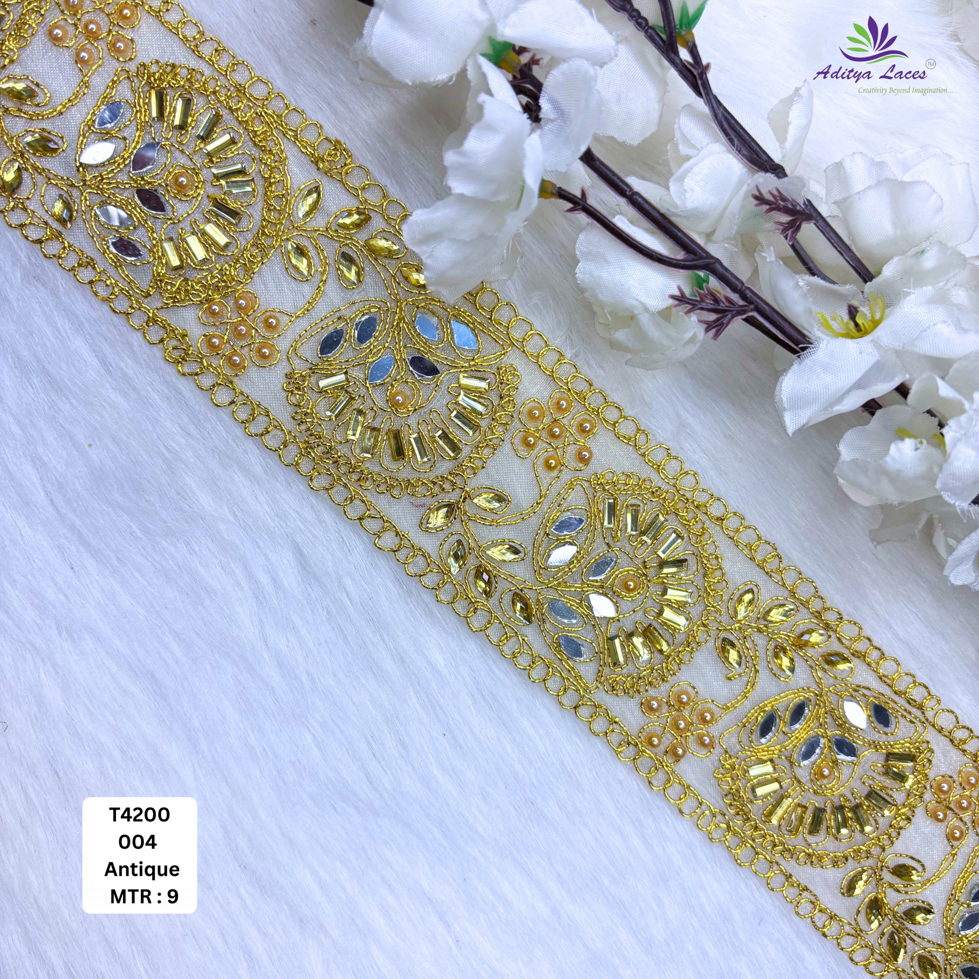 Luxury Tissue Handwork Lace Border for Saree Bridal Ethnic Wear