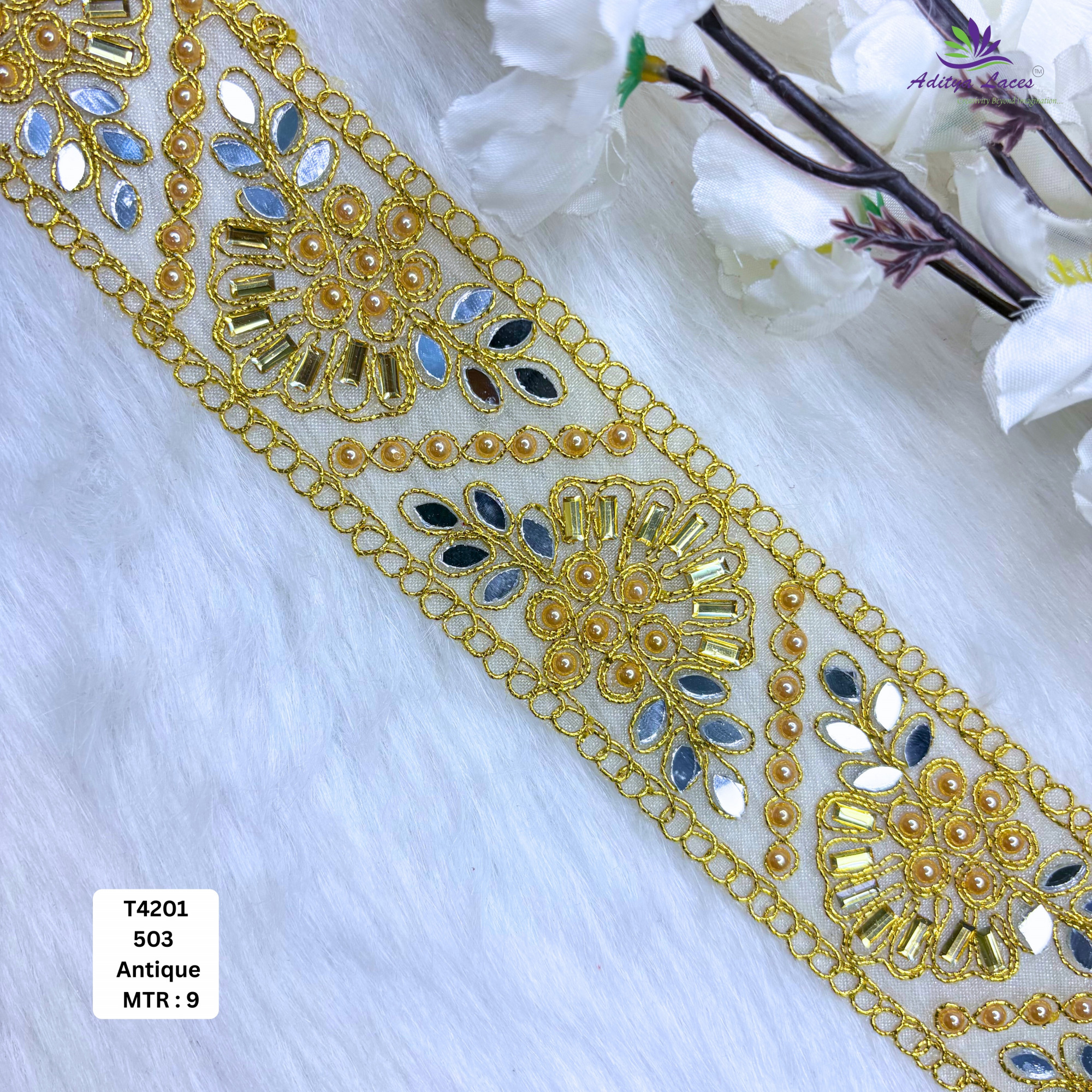 Luxury Tissue Handwork Lace Border for Saree Bridal Ethnic Wear