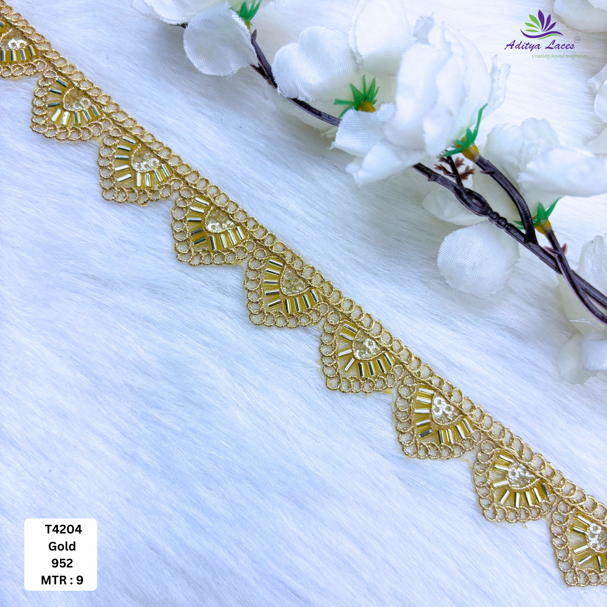 Traditional Ethnic Beads Lace Border for Lehenga Saree