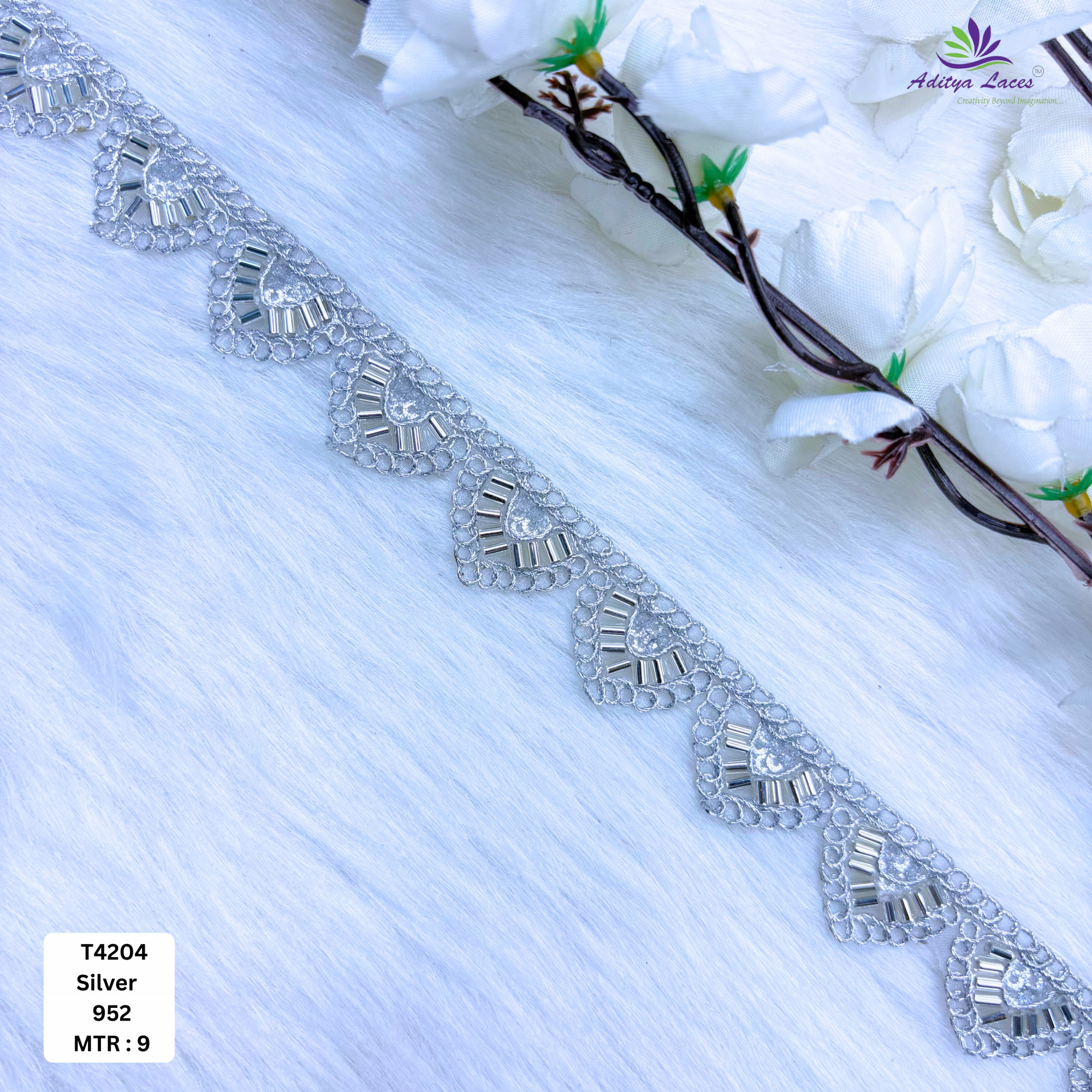 Traditional Ethnic Beads Lace Border for Lehenga Saree