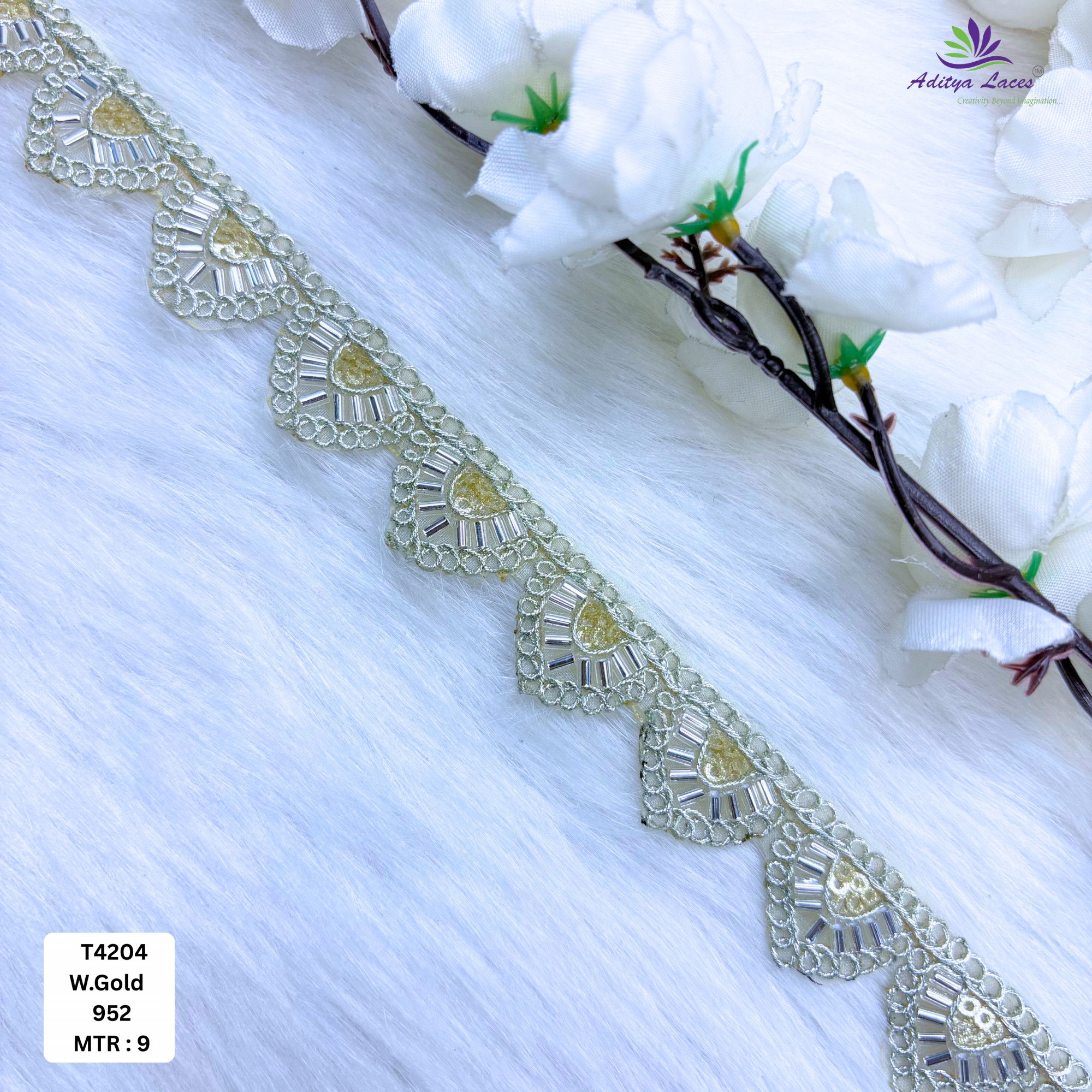 Traditional Ethnic Beads Lace Border for Lehenga Saree