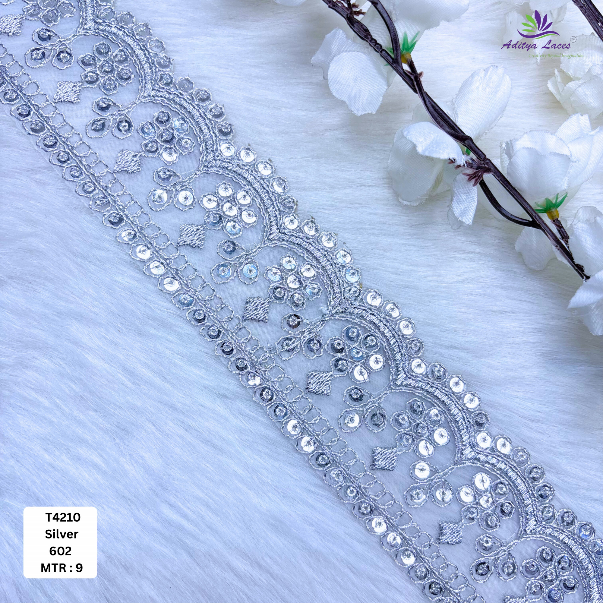 Elegant Silver Tissue Lace Trim for Saree Garments