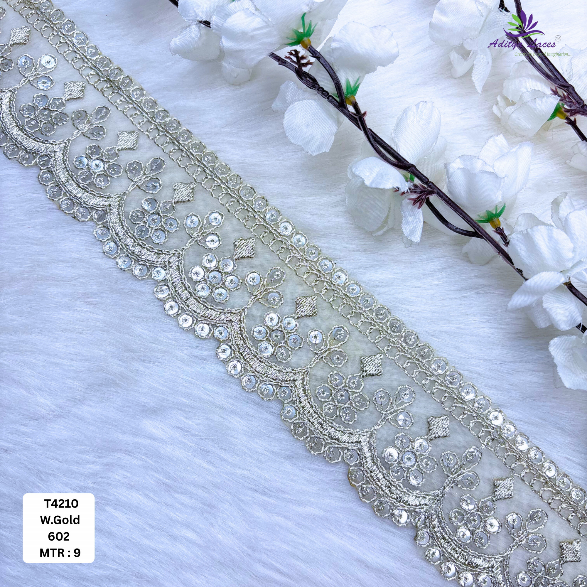 Elegant Silver Tissue Lace Trim for Saree Garments