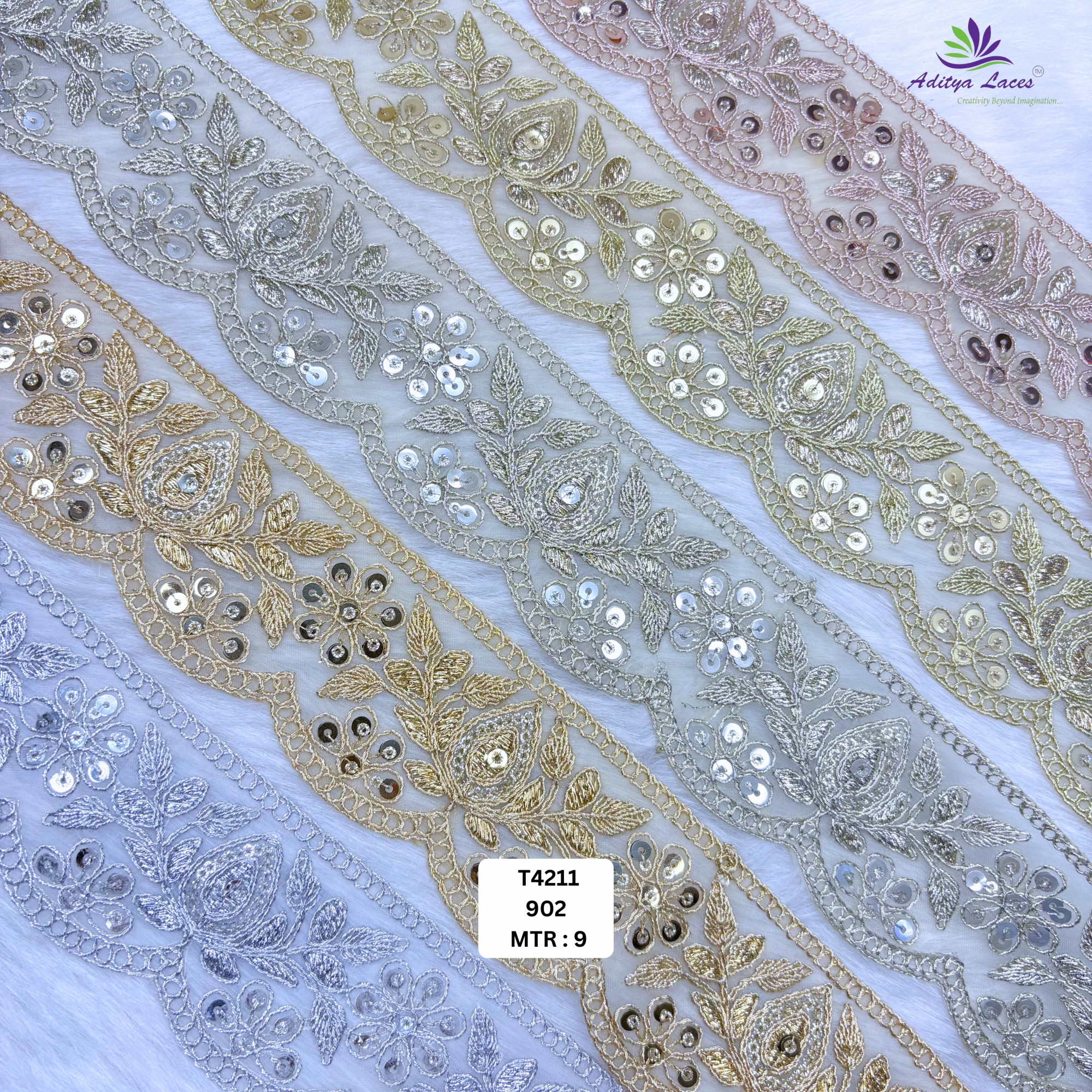 Pearl Silver Embroidery Lace Trim for Saree Garments