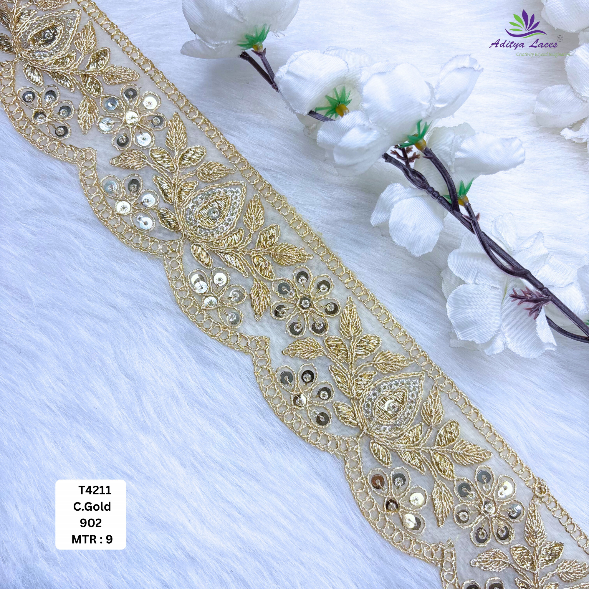 Pearl Silver Embroidery Lace Trim for Saree Garments