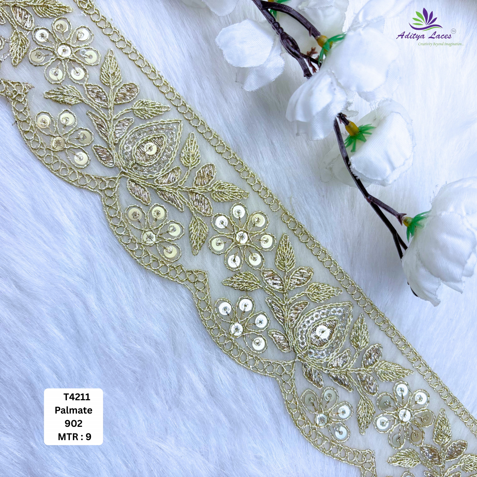 Pearl Silver Embroidery Lace Trim for Saree Garments