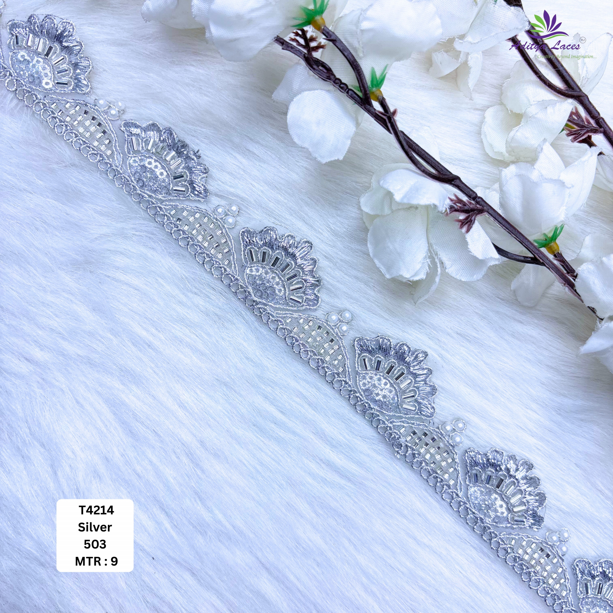 Bridal Silver Tissue Lace Trim for Saree Garments