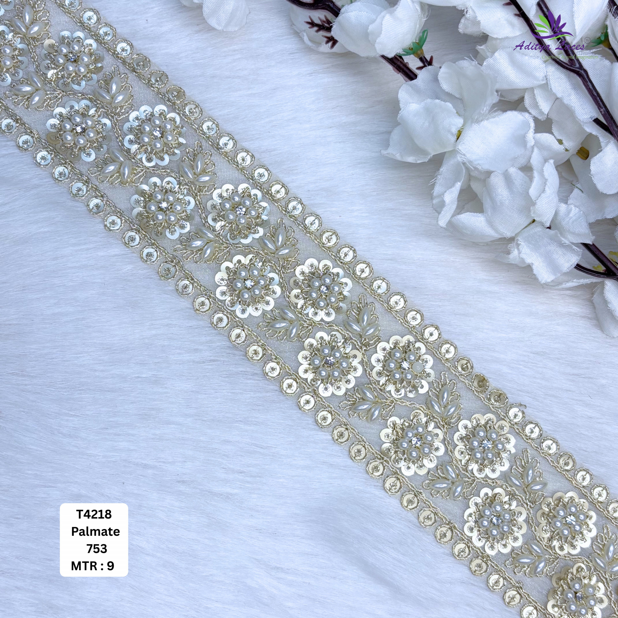 Traditional Tissue Handwork Lace Border for Saree Bridal Ethnic Wear