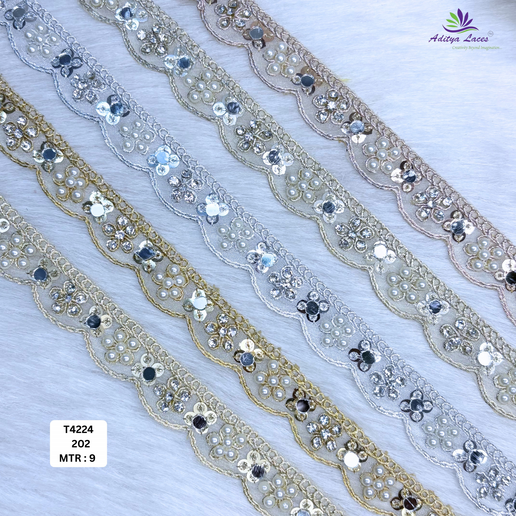 Traditional Tissue Handwork Lace Border for Saree Bridal Ethnic Wear