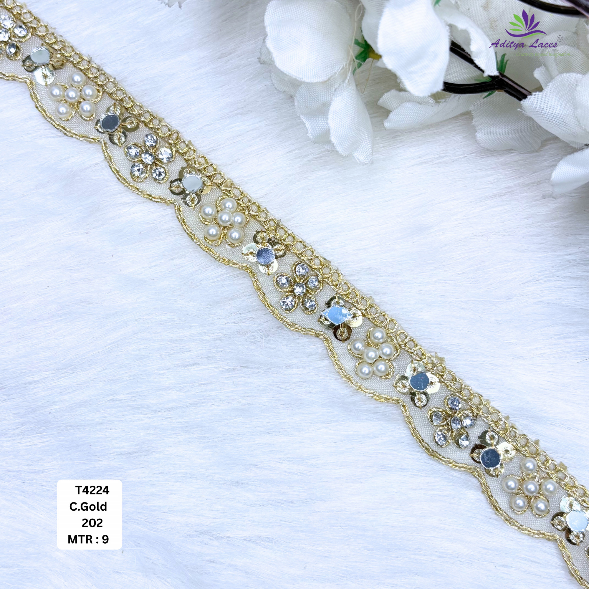 Traditional Tissue Handwork Lace Border for Saree Bridal Ethnic Wear
