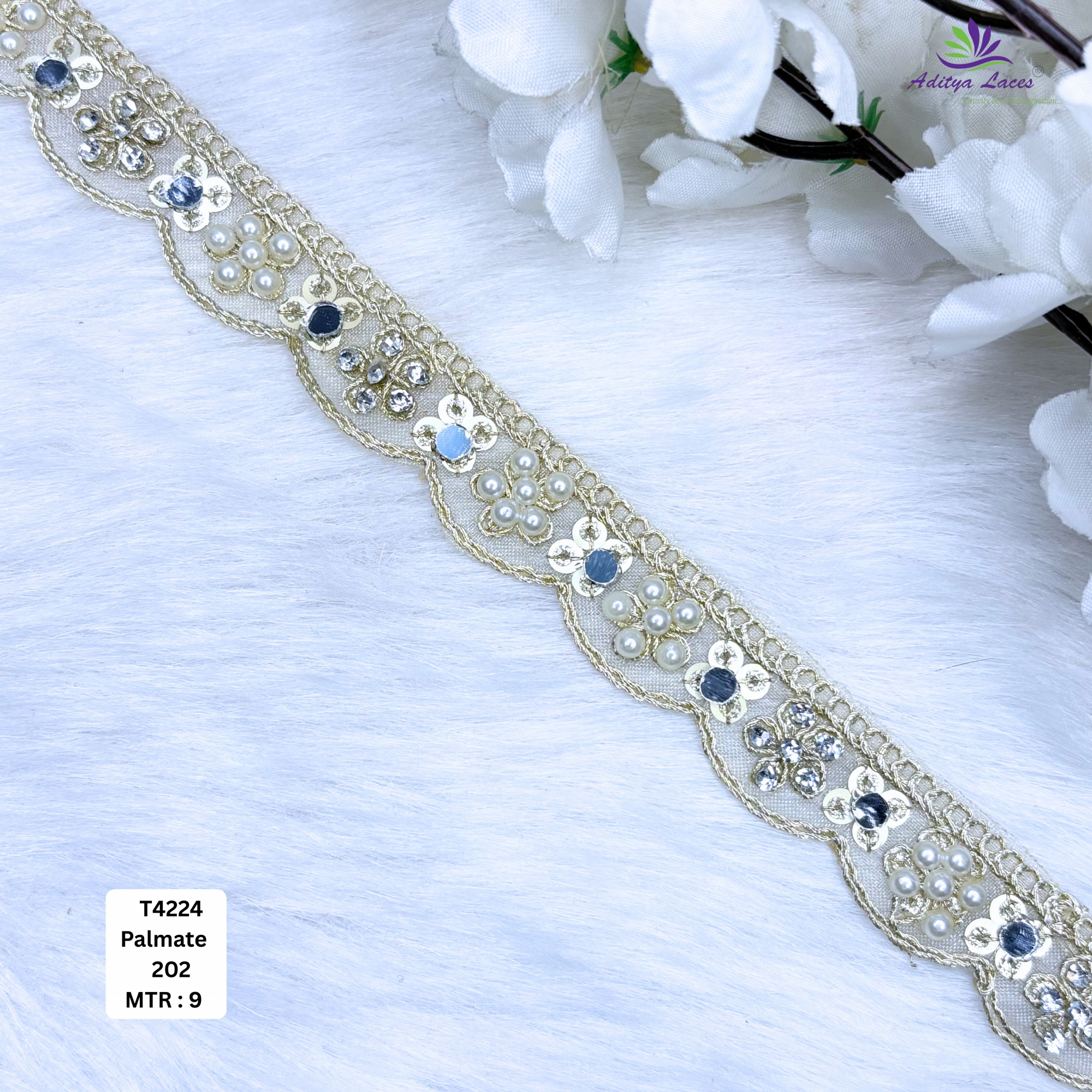Traditional Tissue Handwork Lace Border for Saree Bridal Ethnic Wear