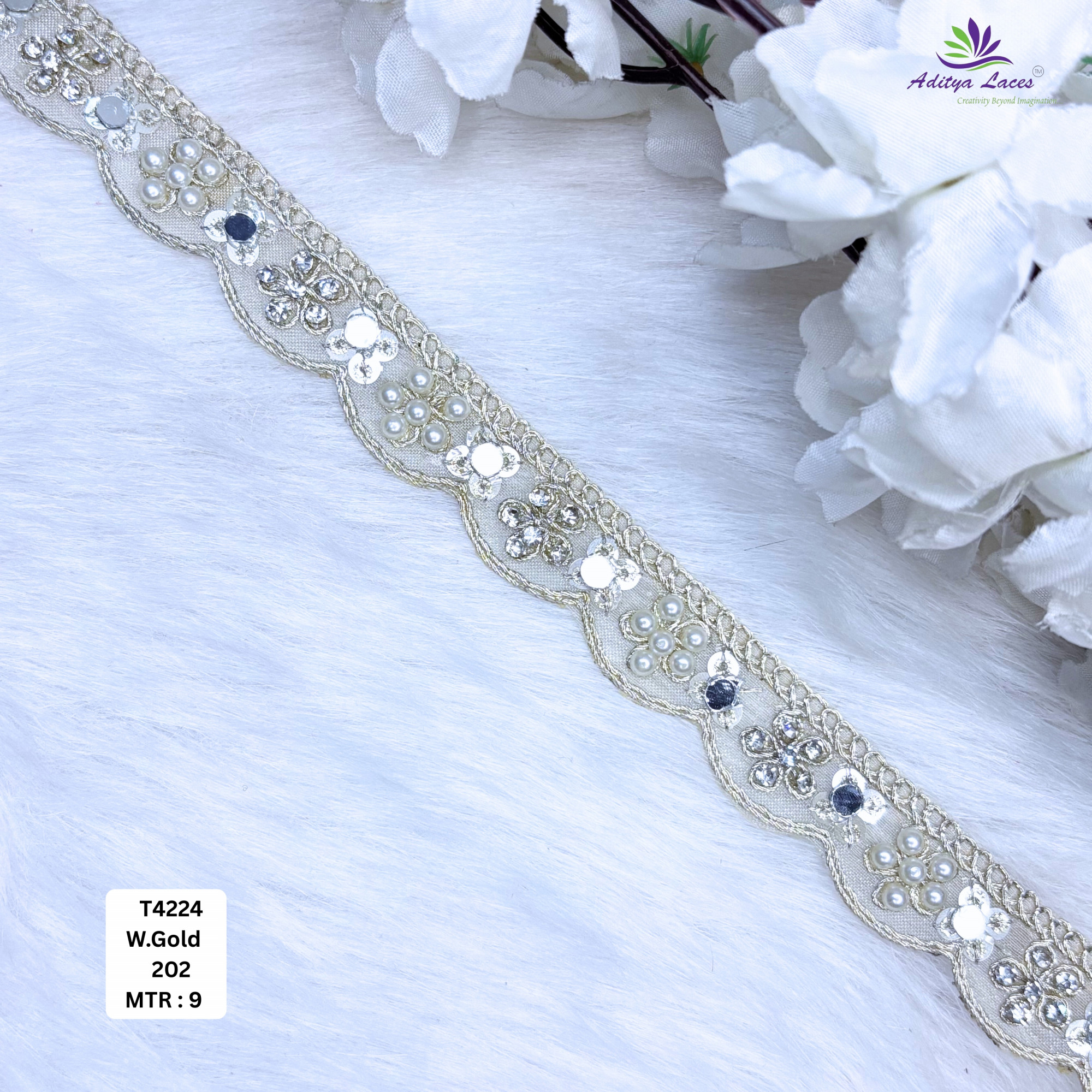 Traditional Tissue Handwork Lace Border for Saree Bridal Ethnic Wear